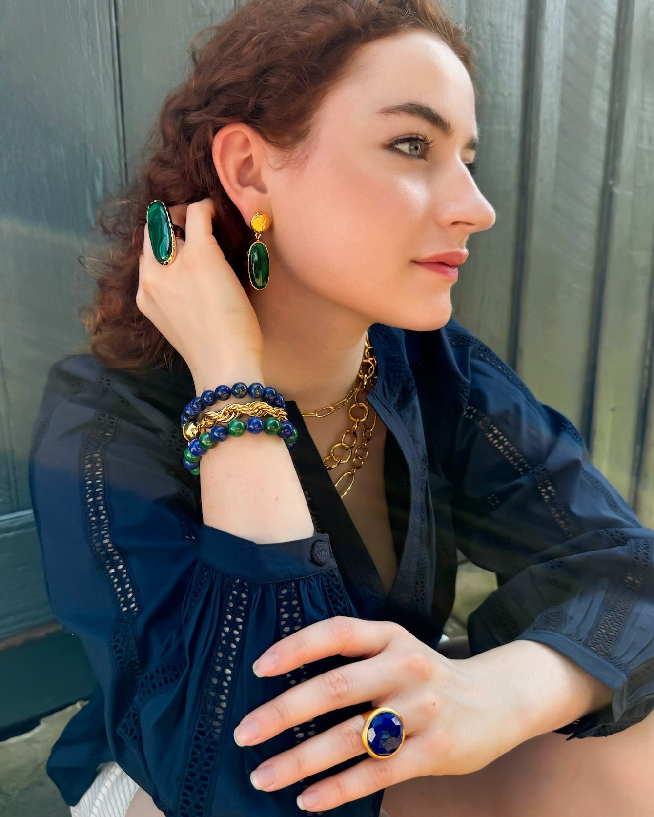 Malachite Gemstone Adjustable Ring