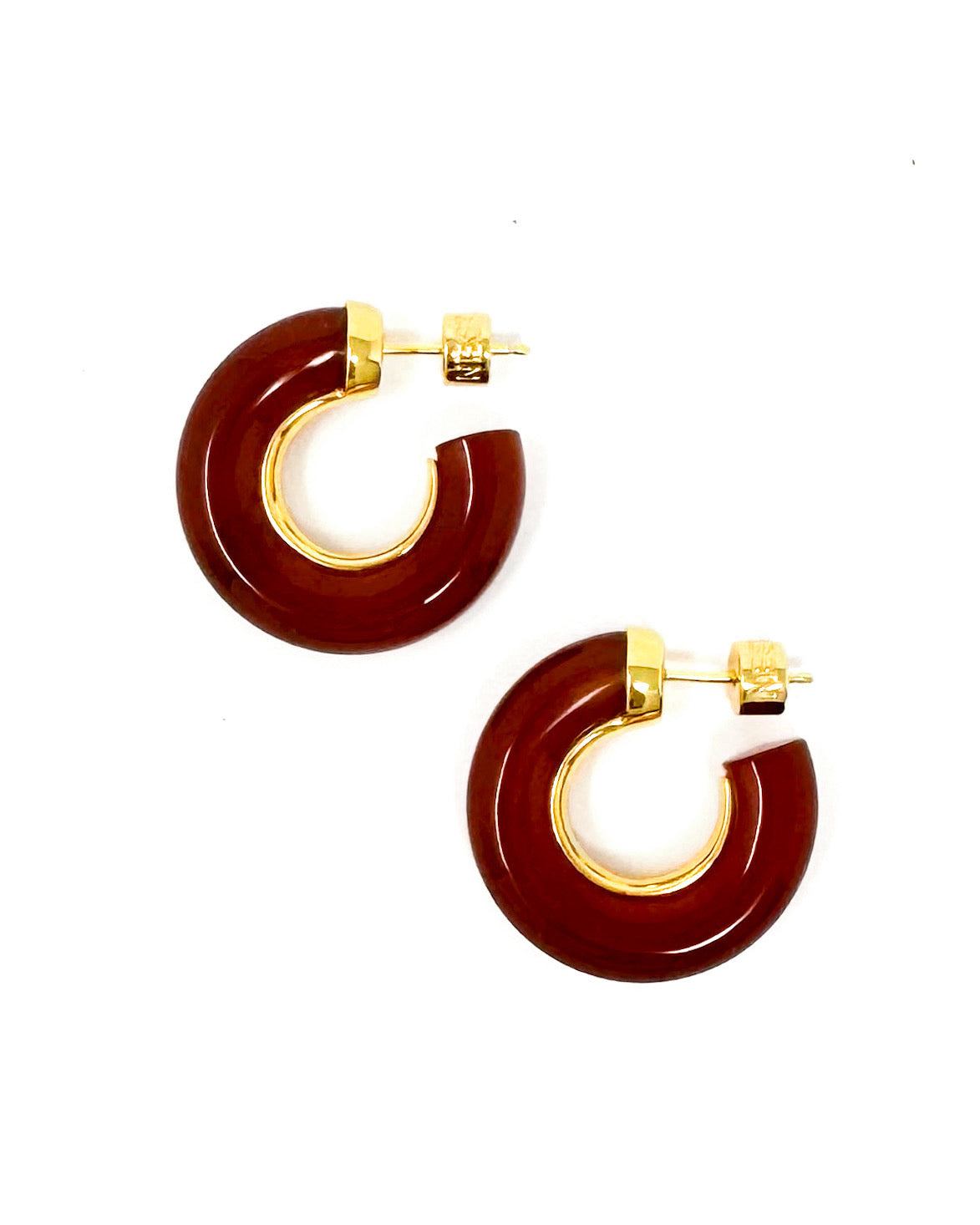 Carnelian Stone Chunky Hoop Earrings