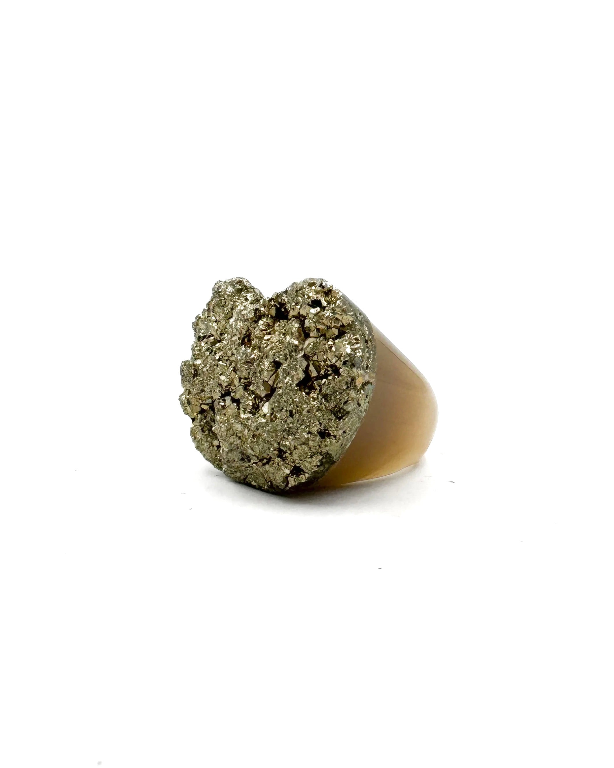 Druzy Pyrite & Blonde Horn Statement Ring
