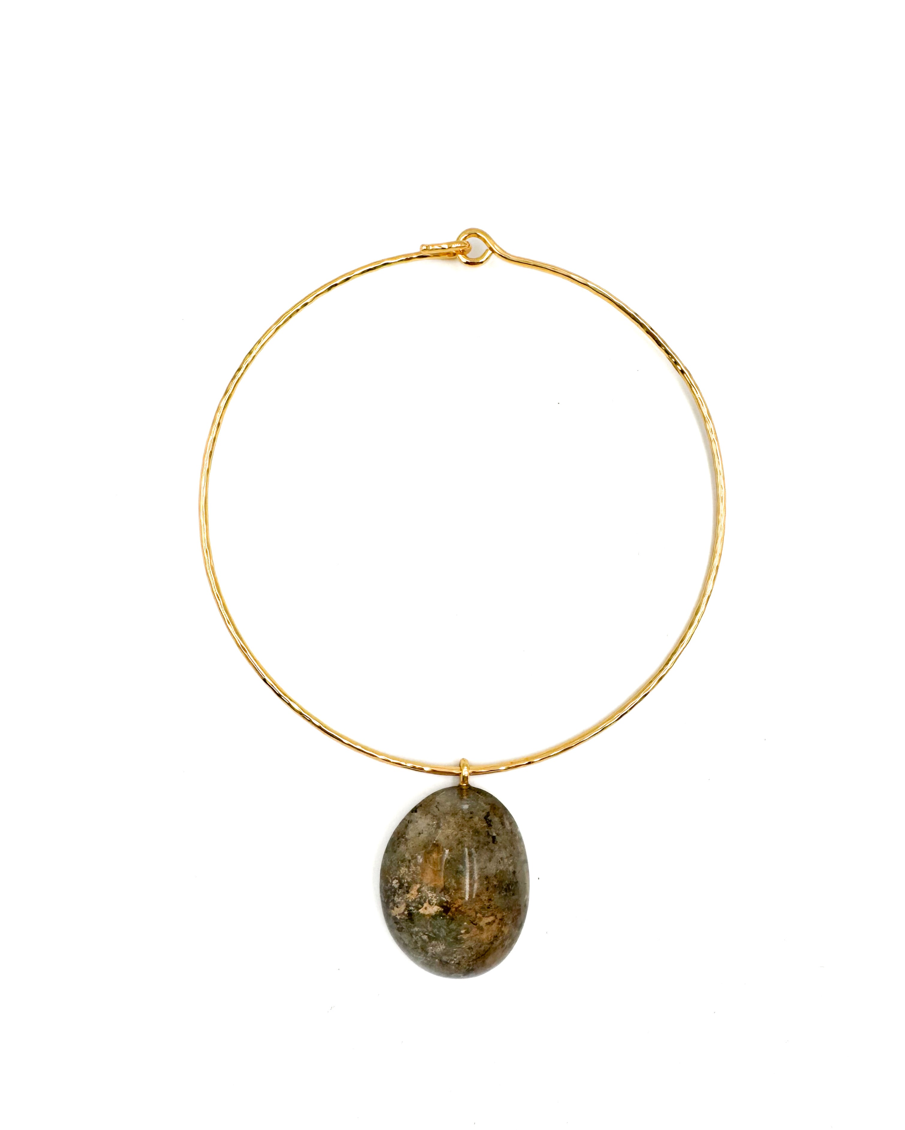 Garden Quartz Hammered Gold Collar Necklace
