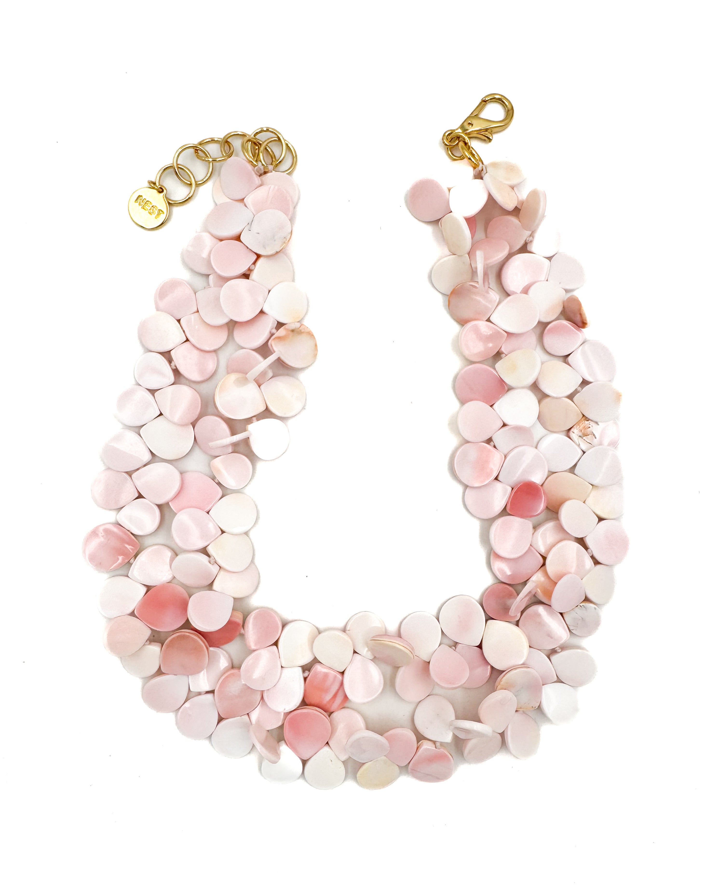 Pink Conch Shell Cluster Necklace