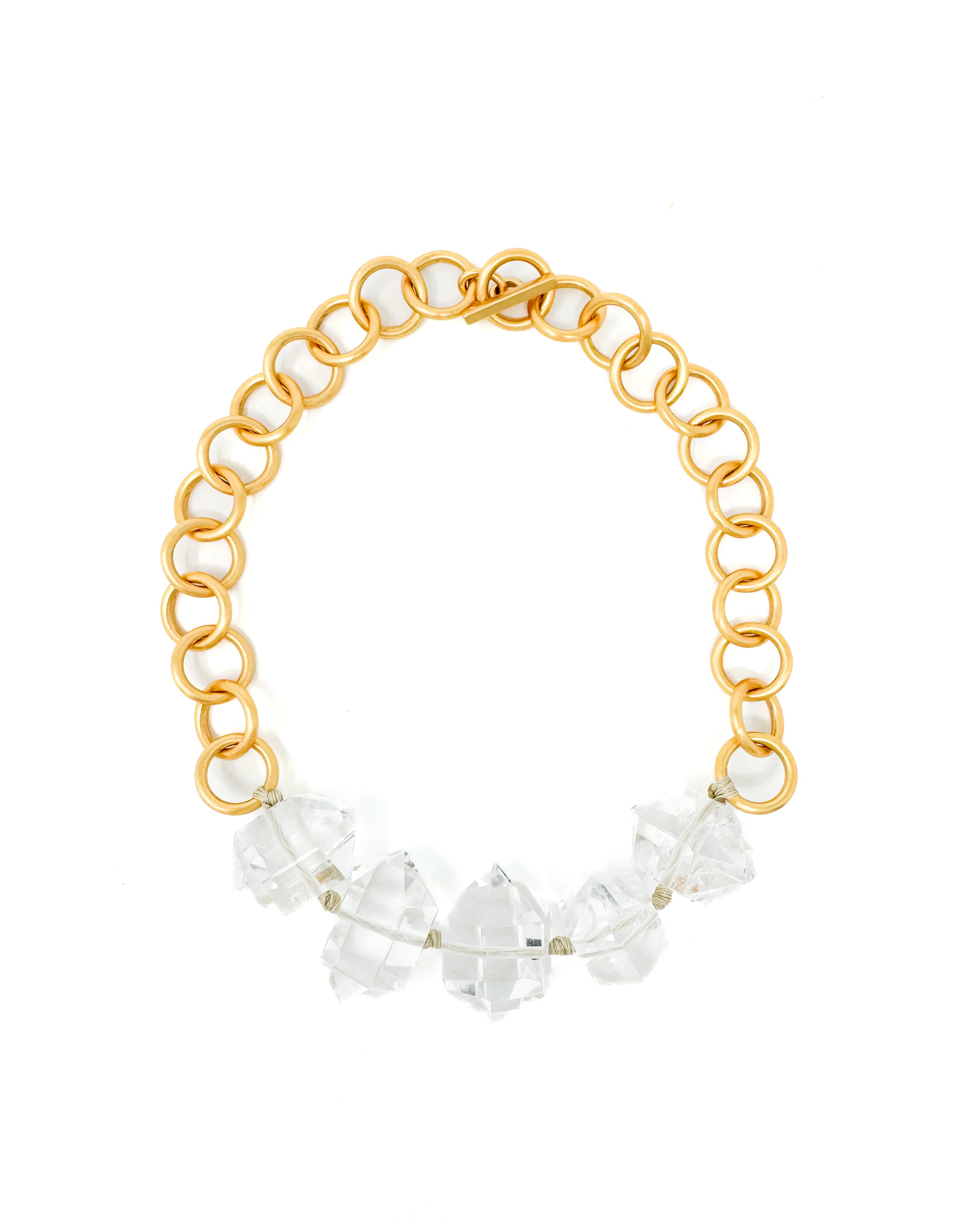 Crystal Quartz Gemstone Nugget Toggle Necklace