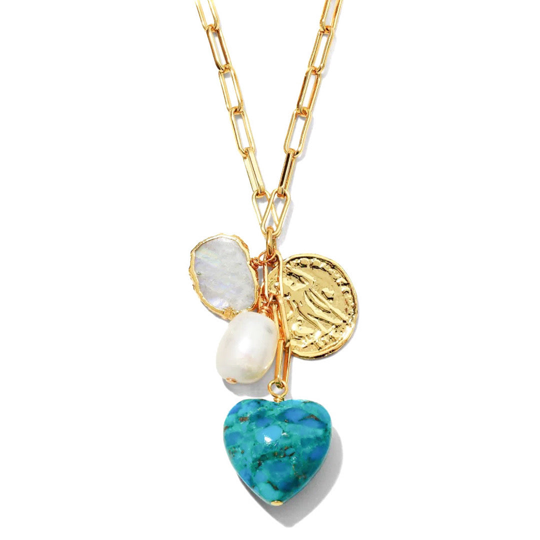 Turquoise Heart Charm Necklace