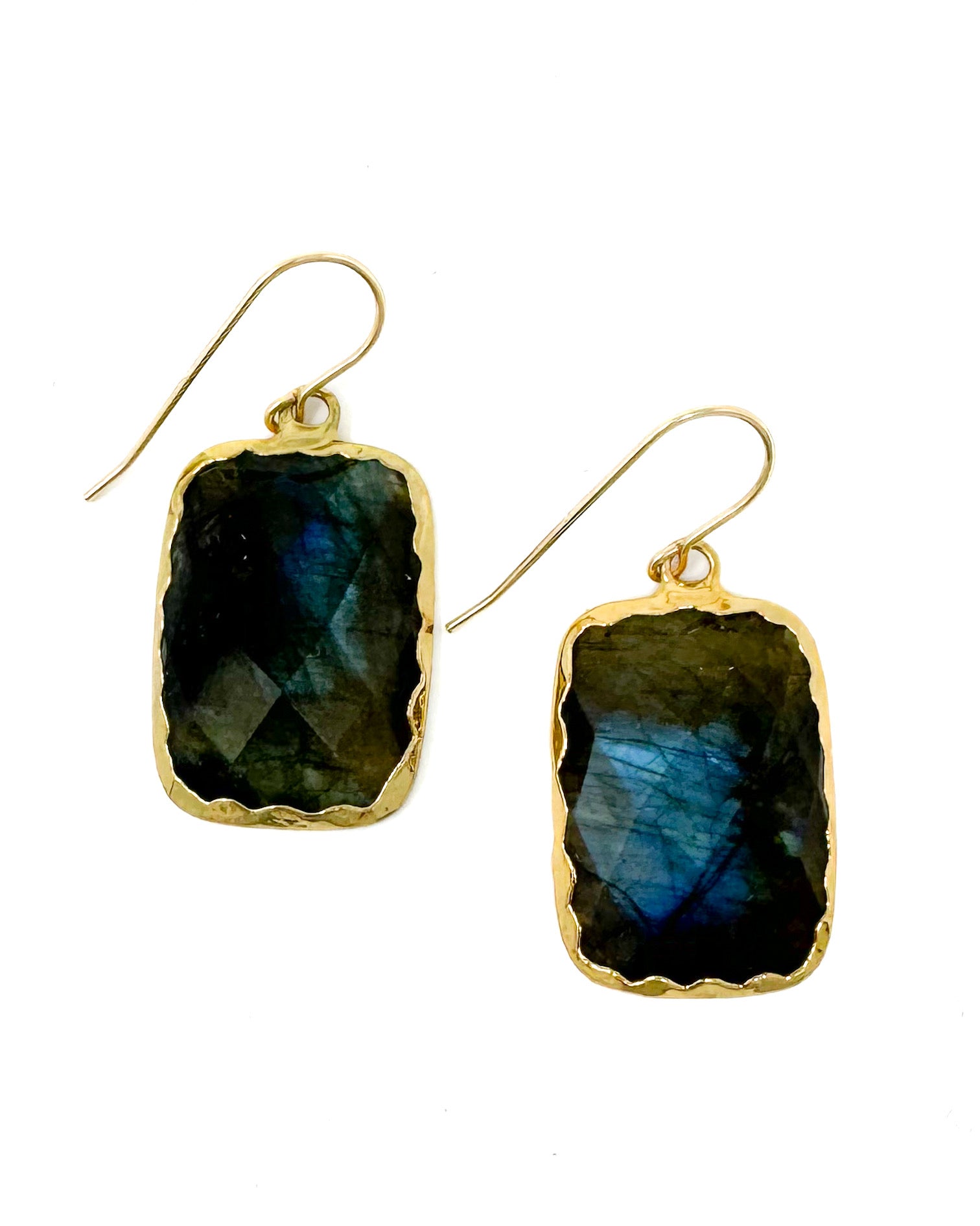 Labradorite Gold Trimmed Earrings