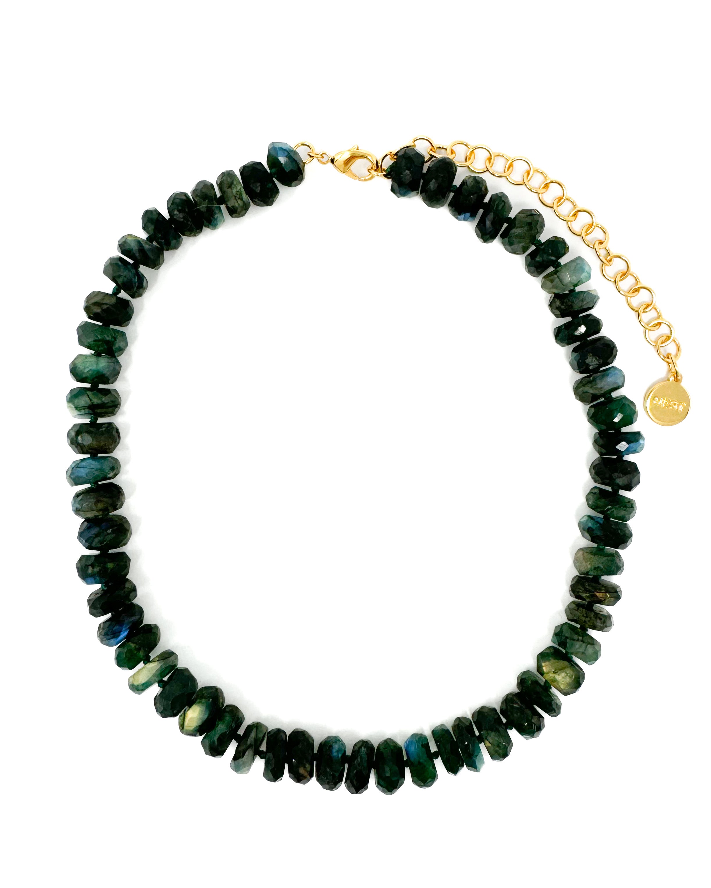 Green Labradorite Rondelle Strand Necklace