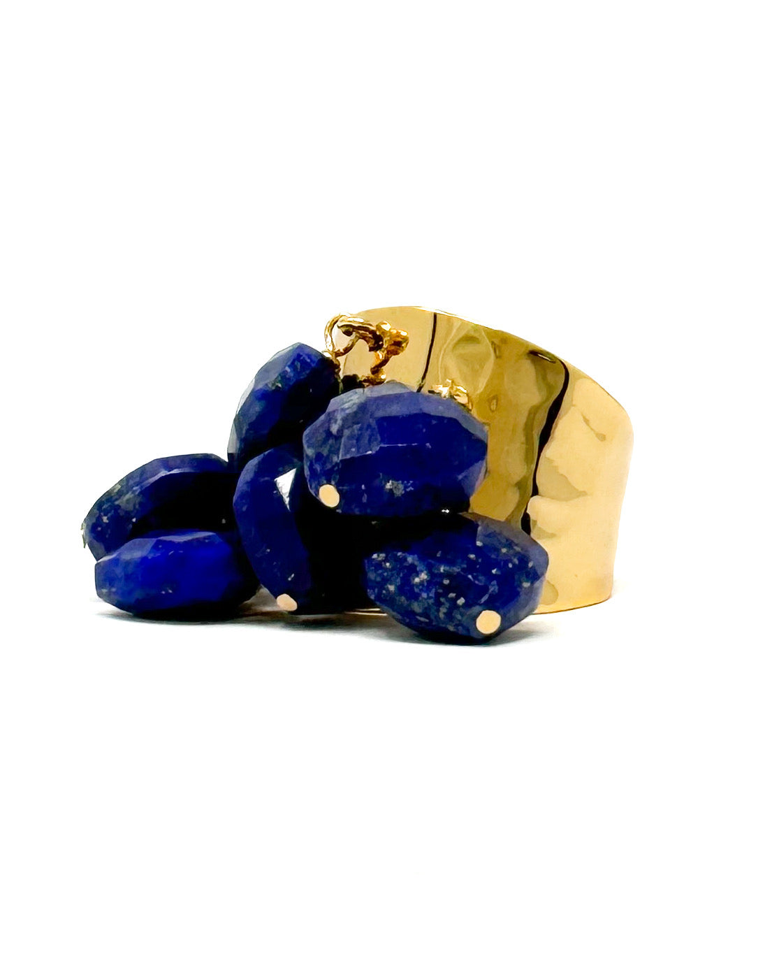 Lapis Heart Charms Adjustable Ring