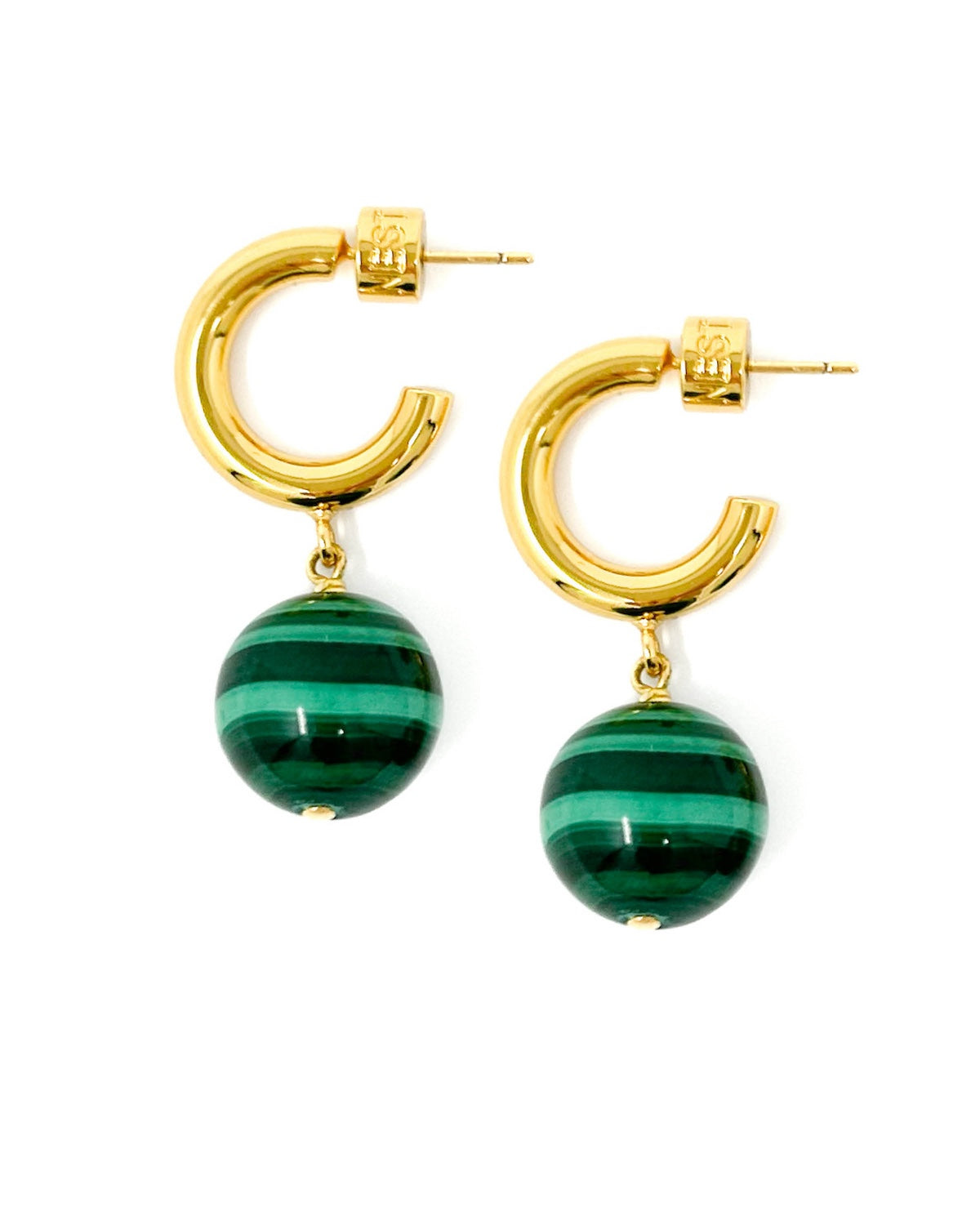 Malachite Drop Hoop Earrings