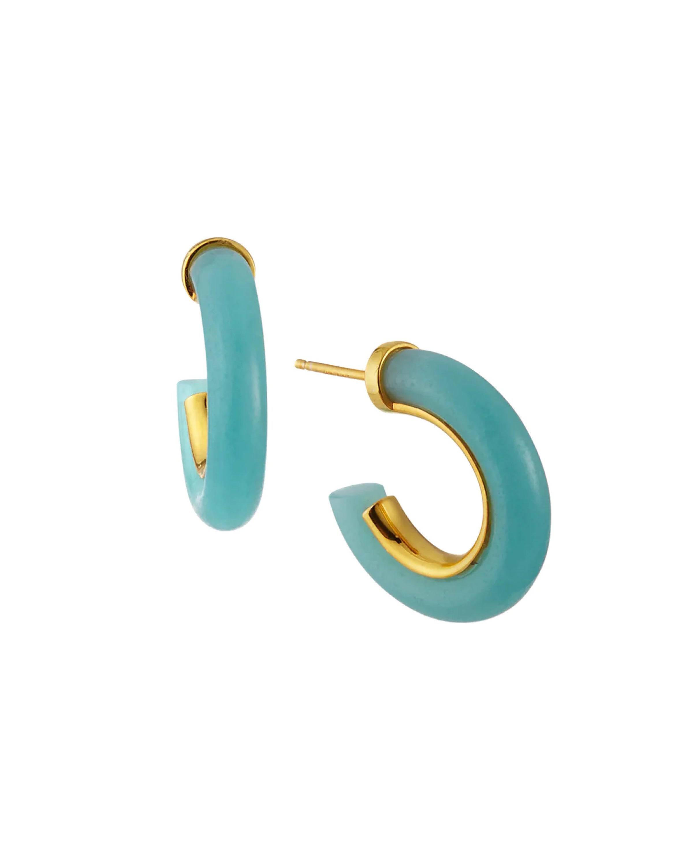 Amazonite Stone Hoop Earrings