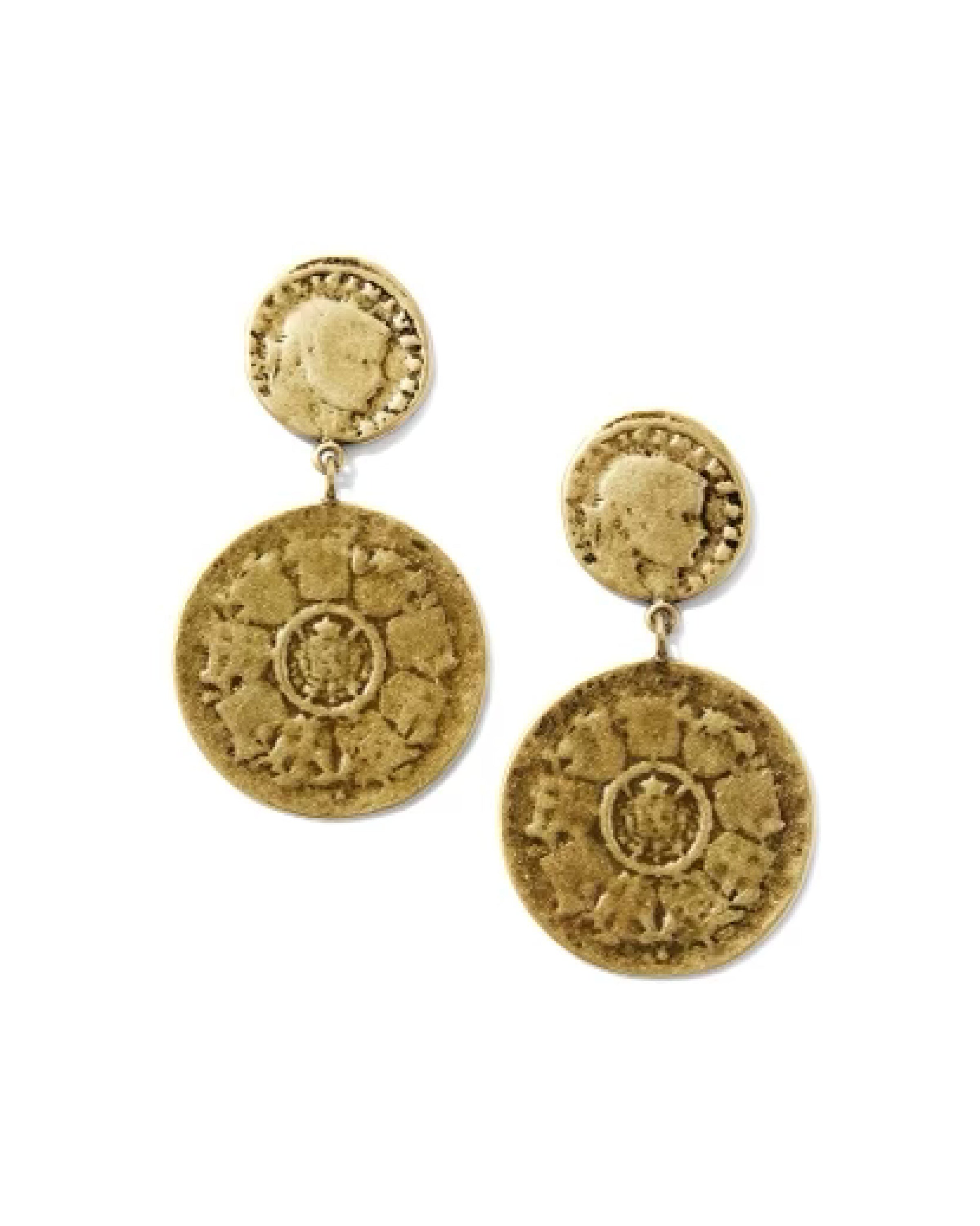 Antiqued Coin Drop Earrings