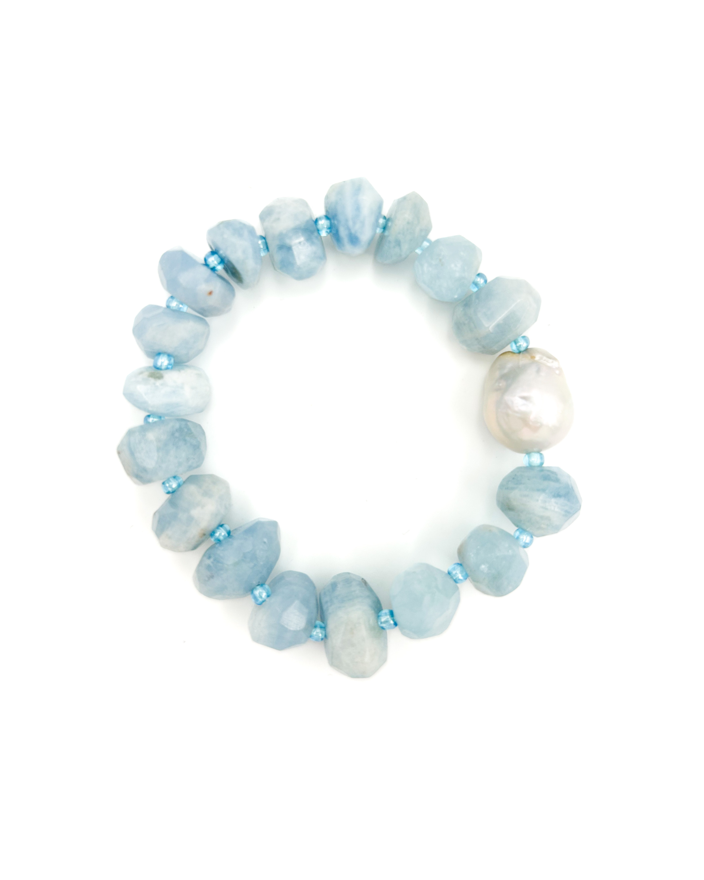 Aquamarine Baroque Pearl Stretch Bracelet