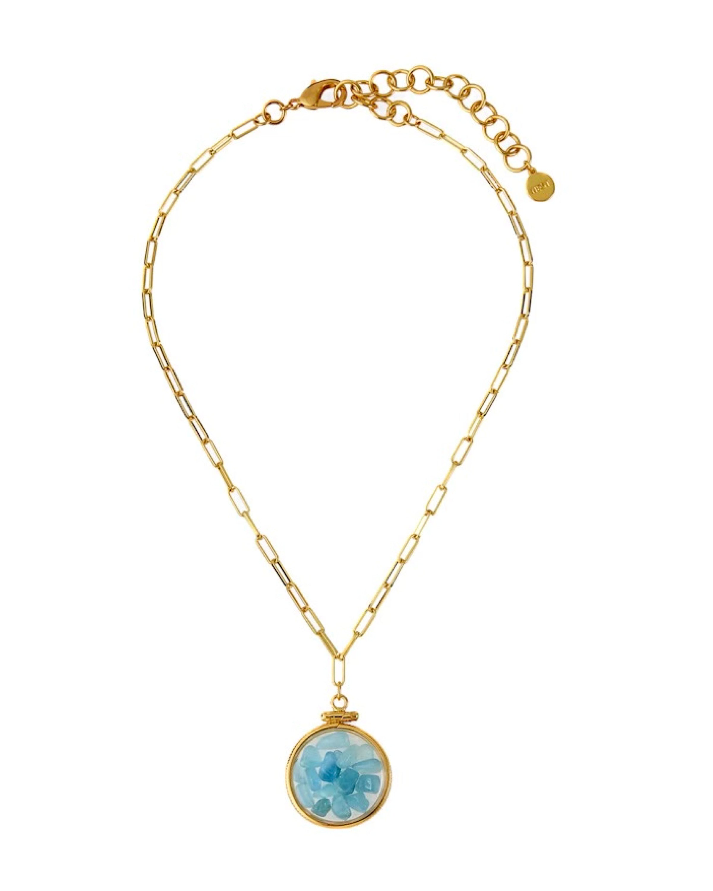 Aquamarine Stone Shaker Pendant Necklace