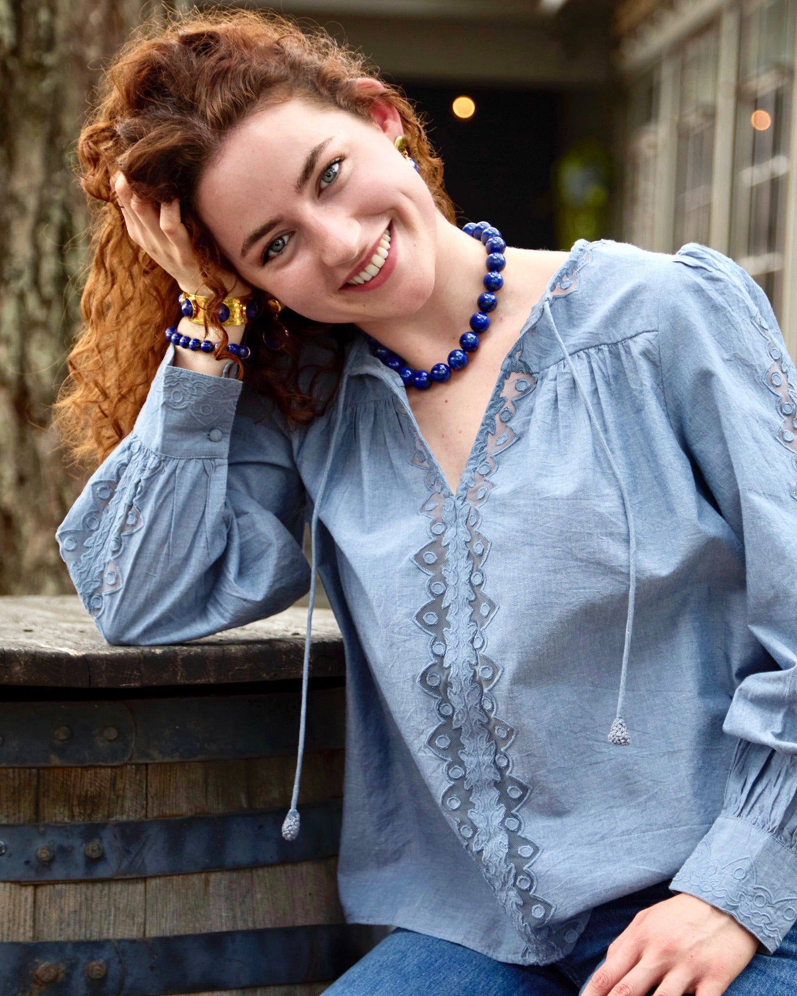 Lapis Statement Strand Necklace