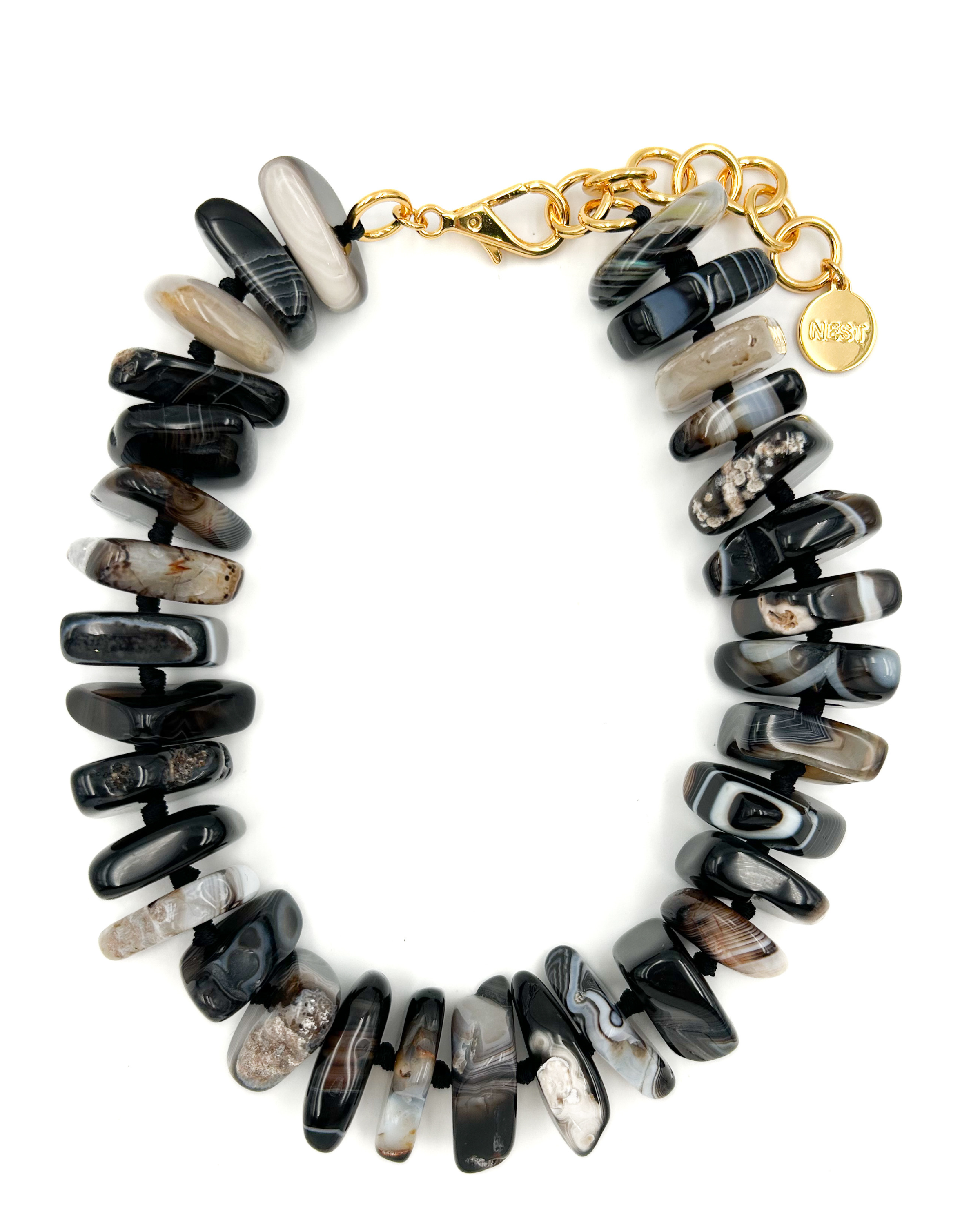 Black Agate Statement Choker Necklace