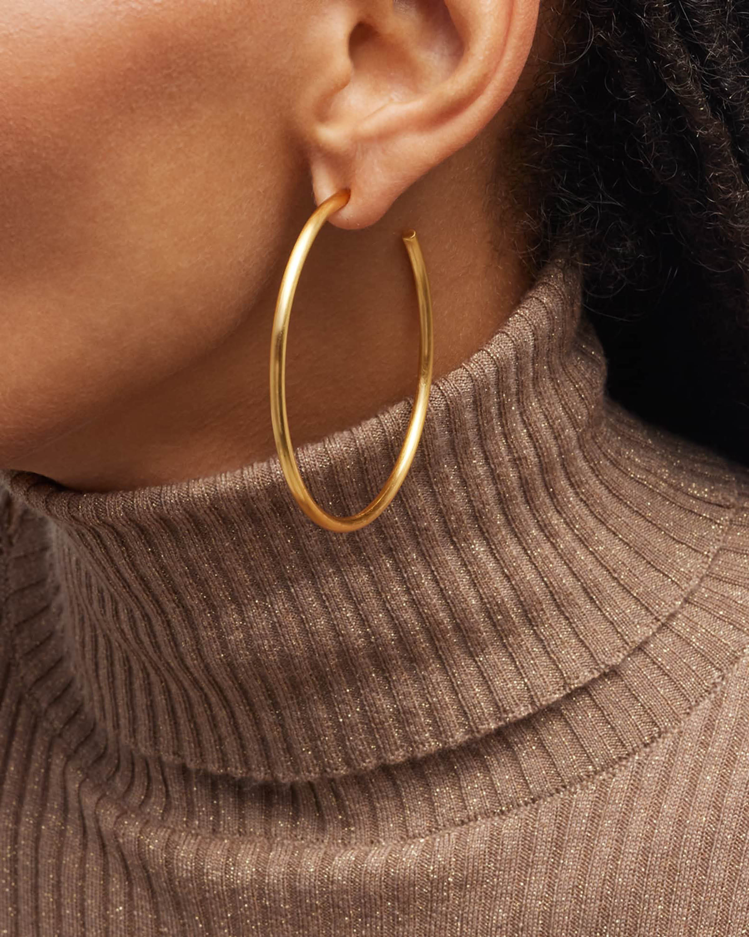Brushed Gold Skinny Hoops