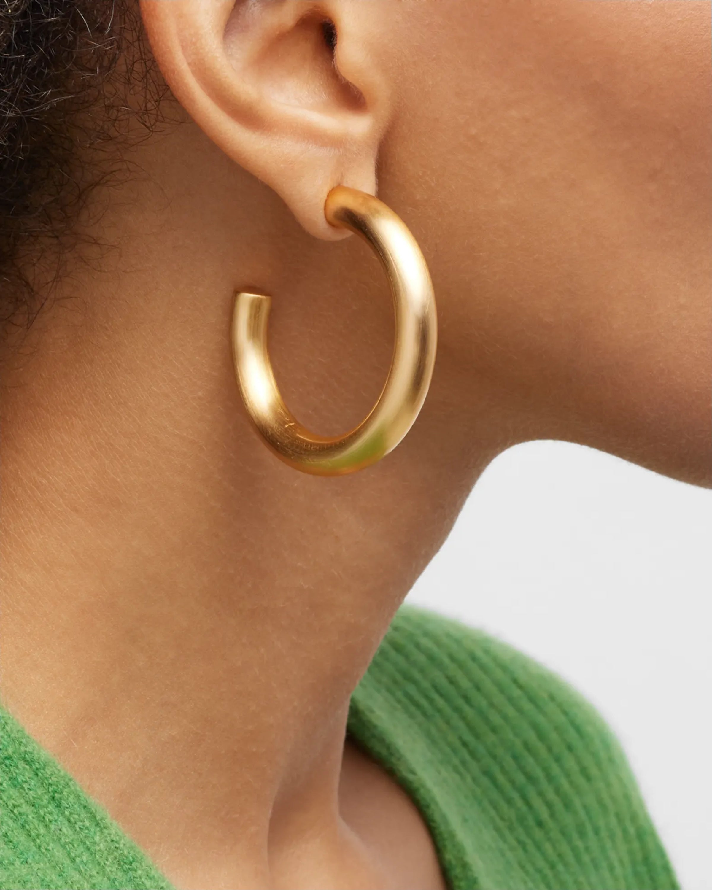 Brushed Gold Hollow Hoop Earrings