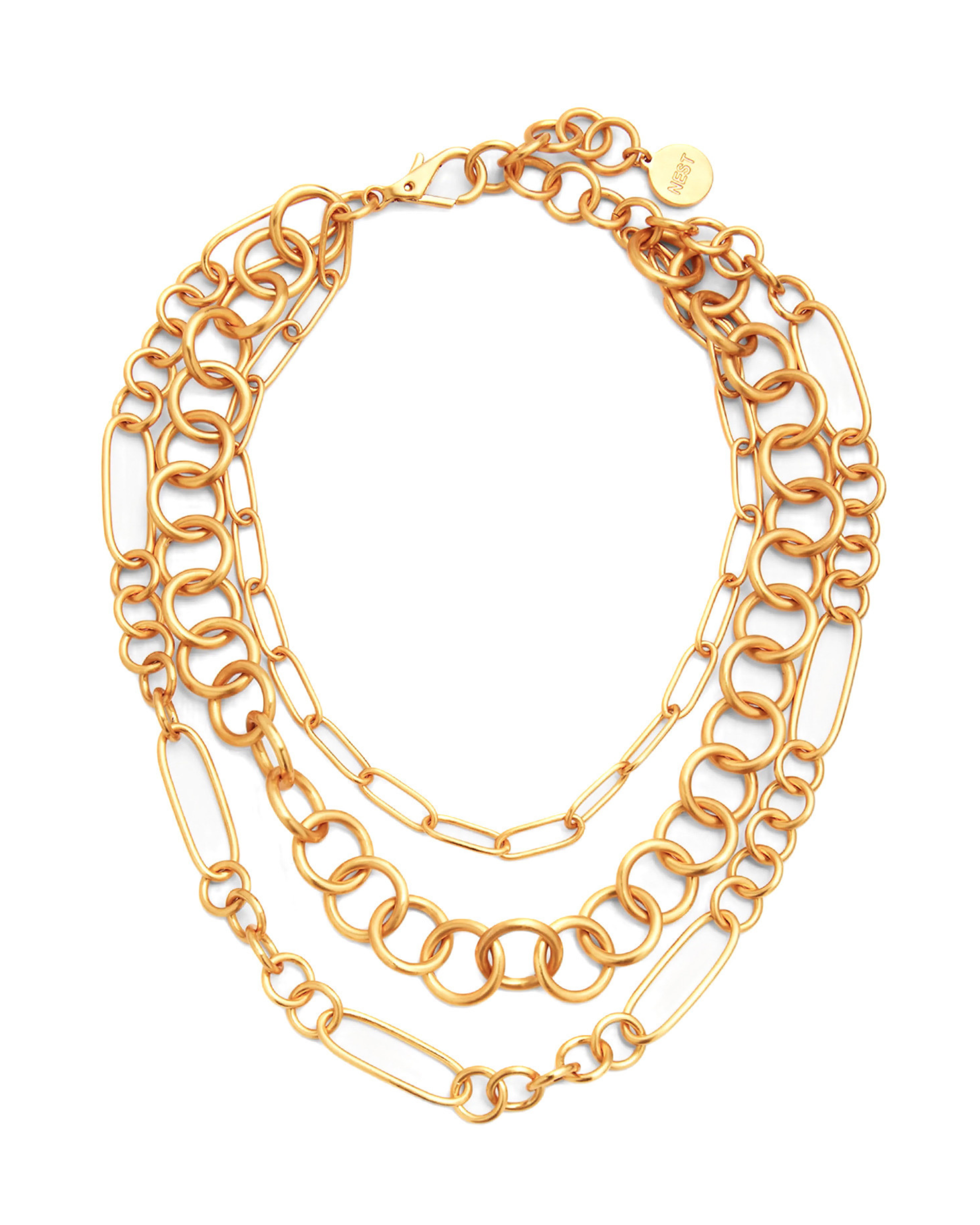 Brushed Gold Multi Chain Statement Necklace