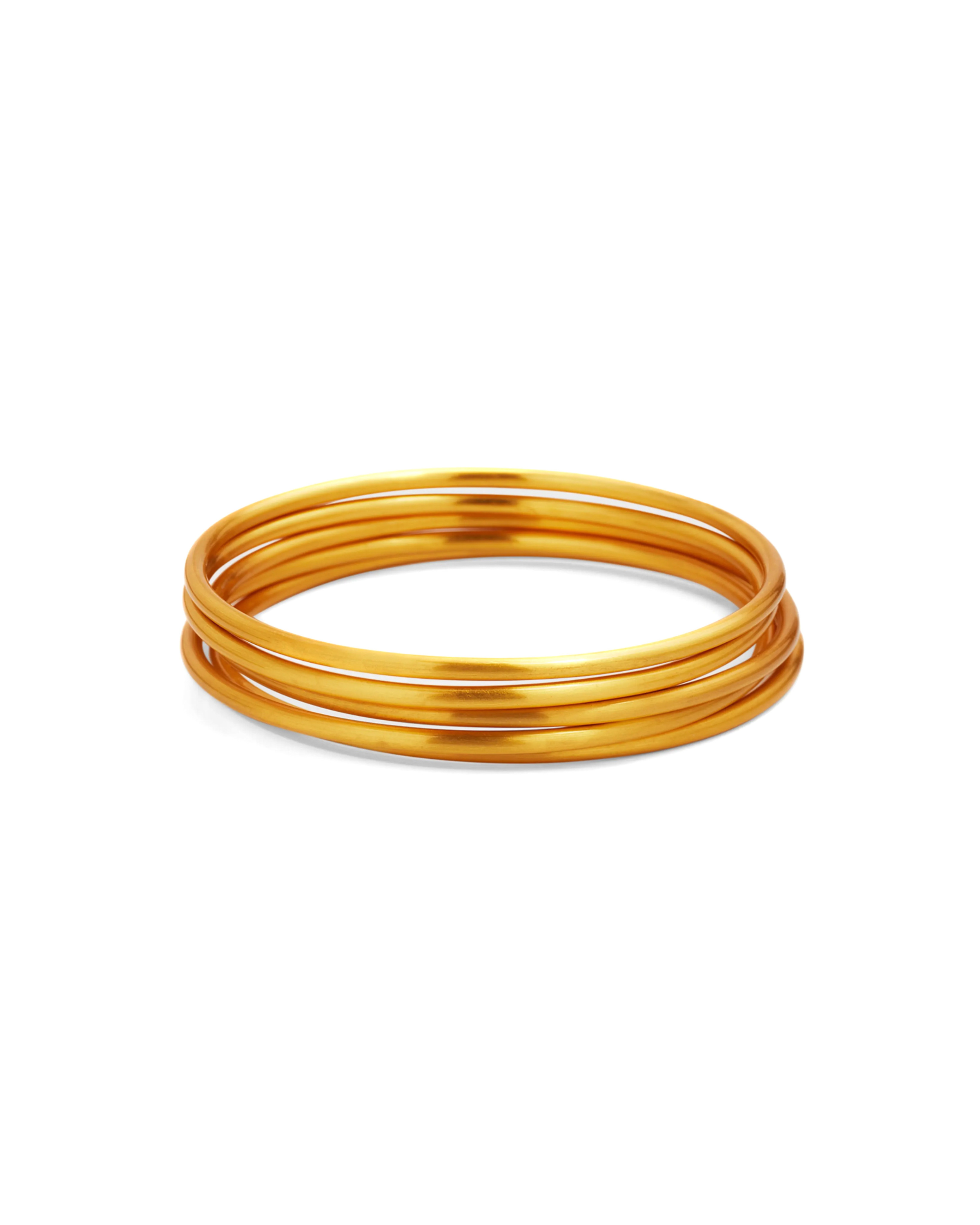 Brushed Gold Skinny Bangles