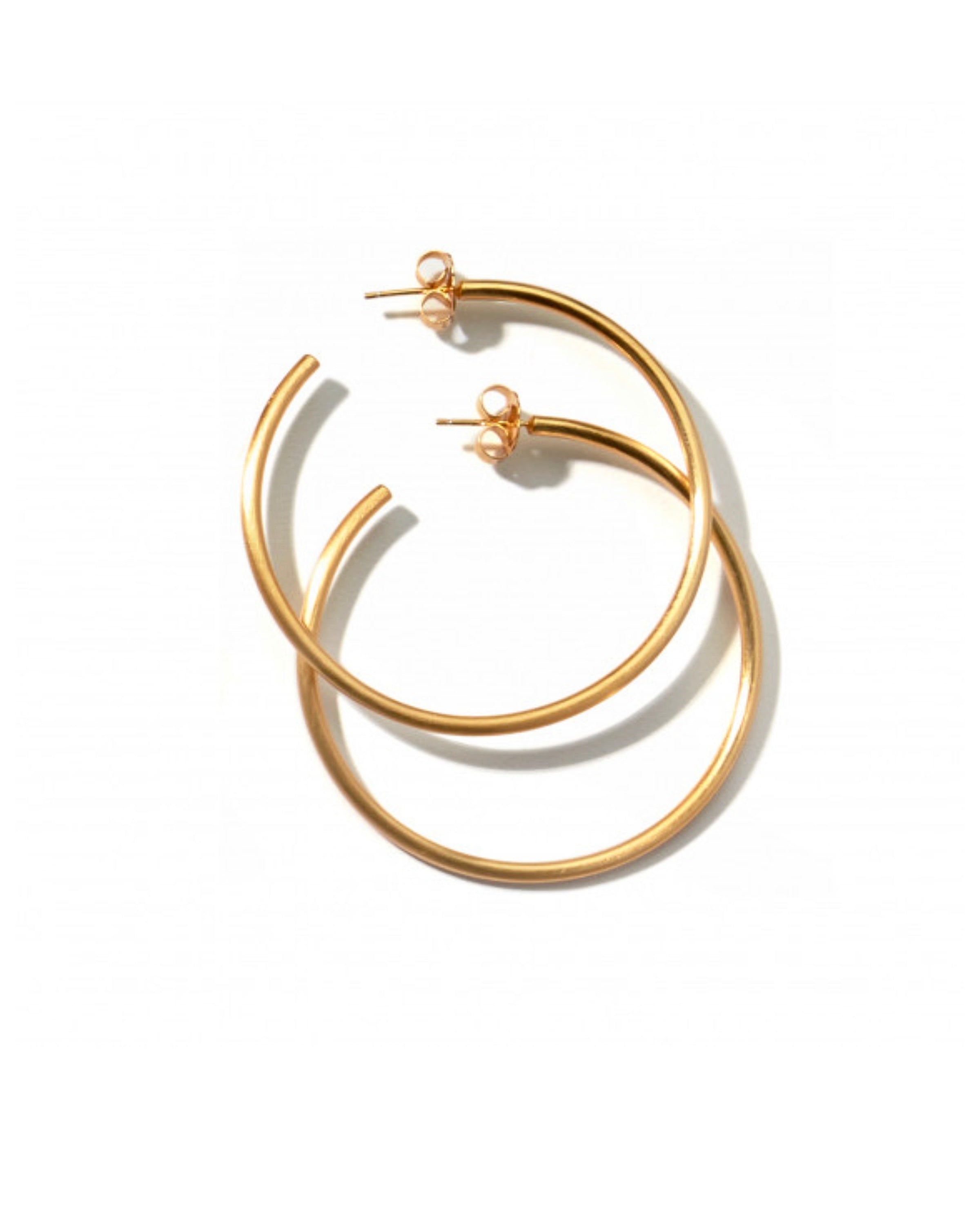 Brushed Gold Skinny Hoops