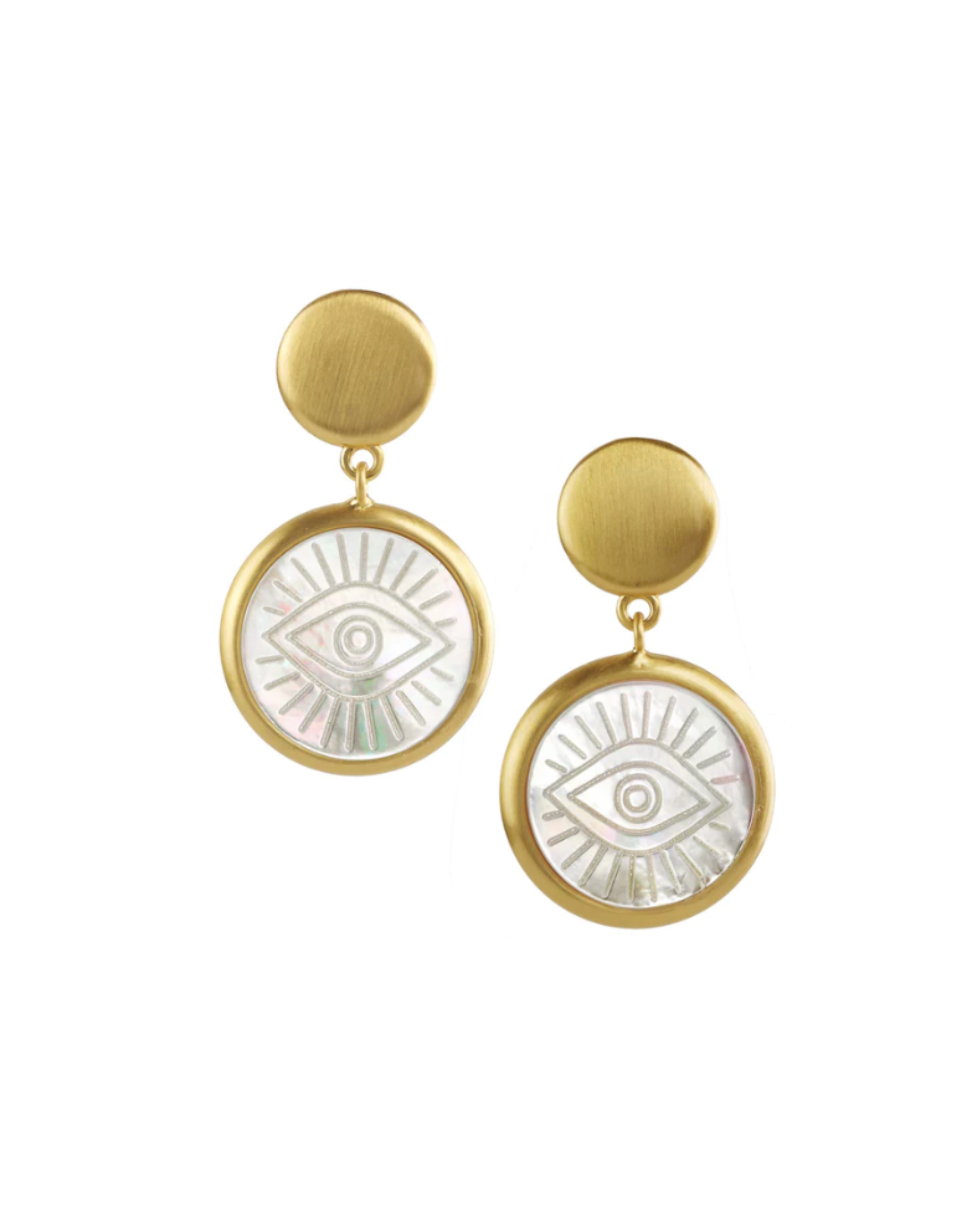 Carved Mother of Pearl Brushed Drop Earrings
