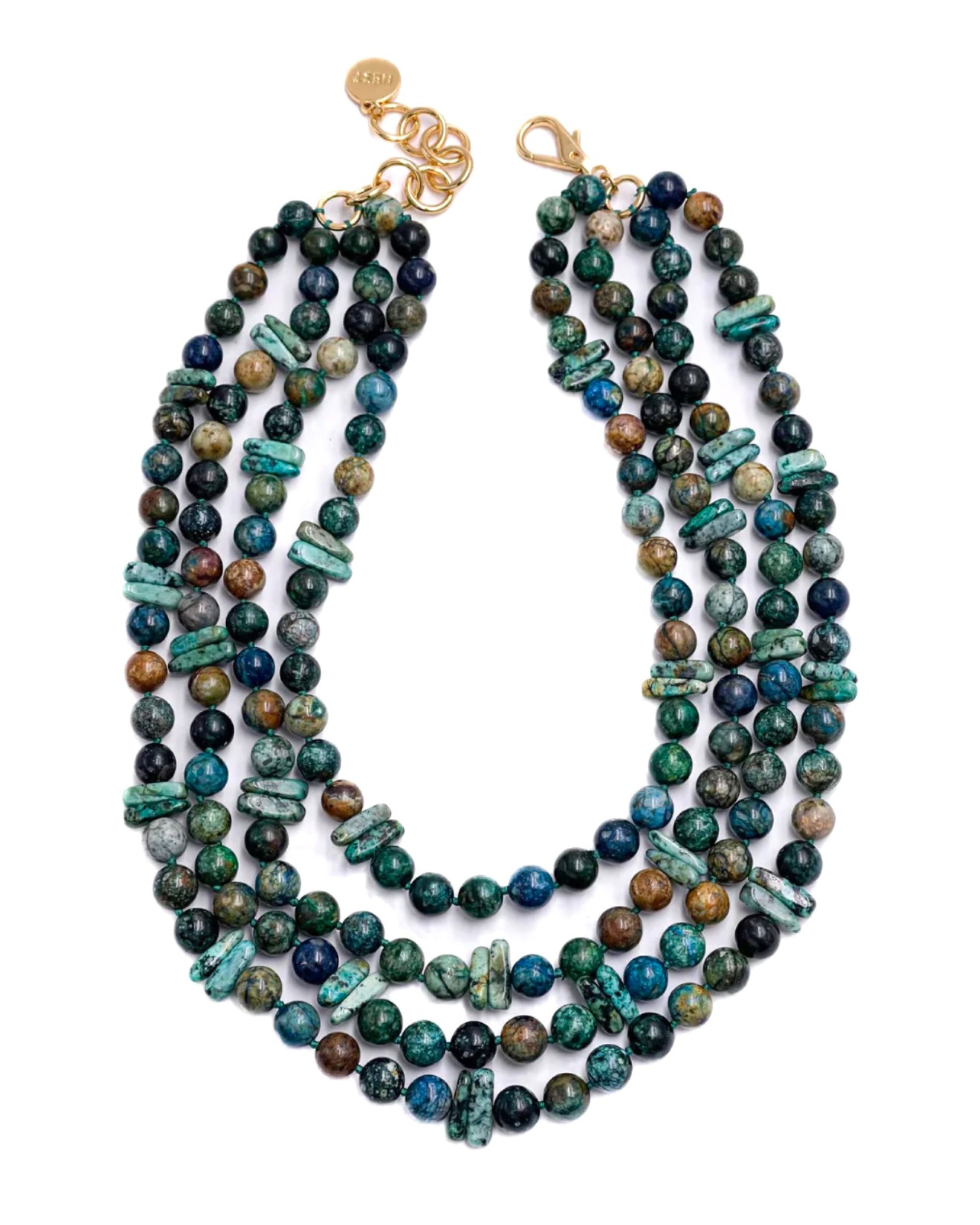 Chrysocolla Gemstone Multi-strand Necklace