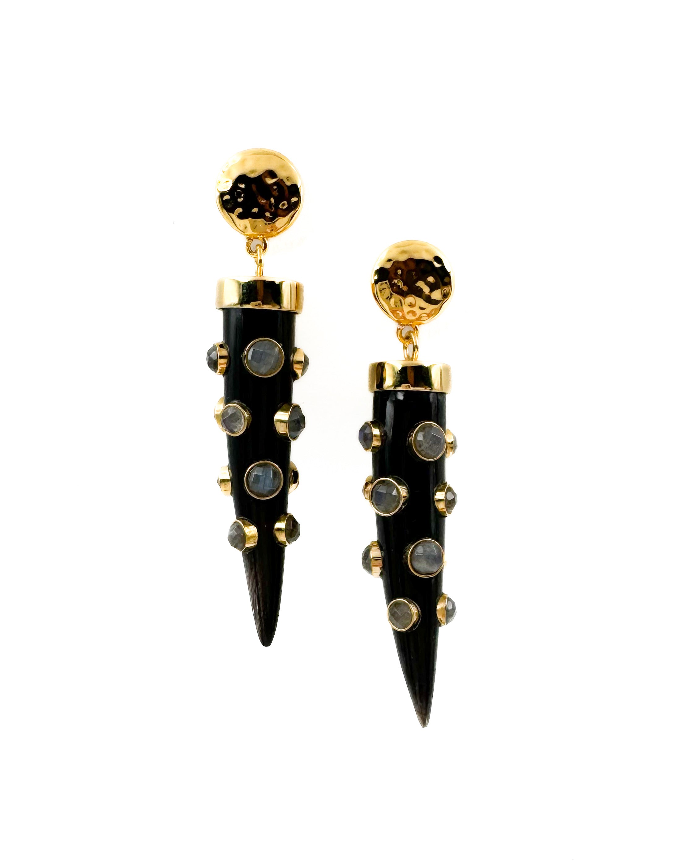 Studded Horn Drop Earrings