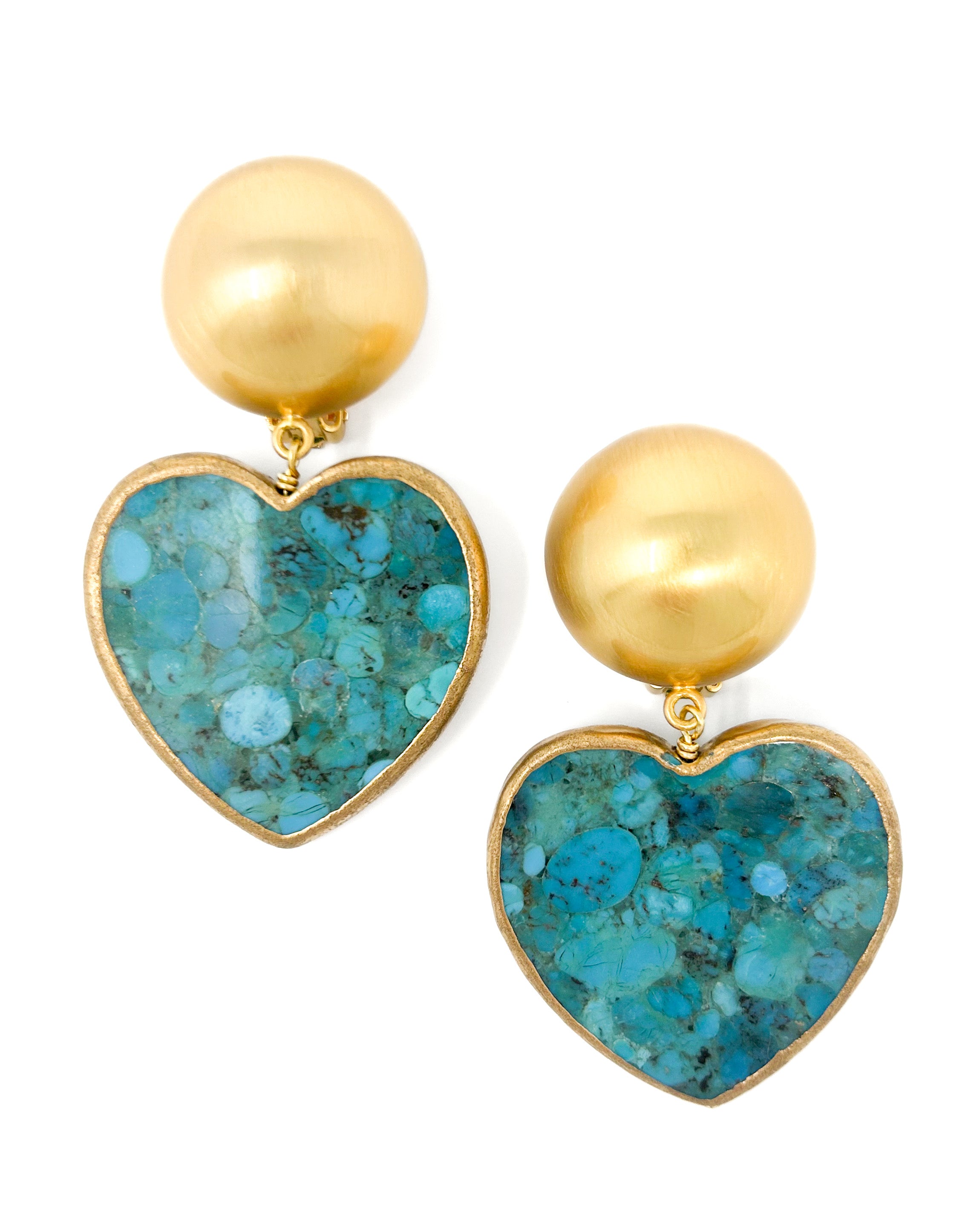 Turquoise Heart Clipback Earrings