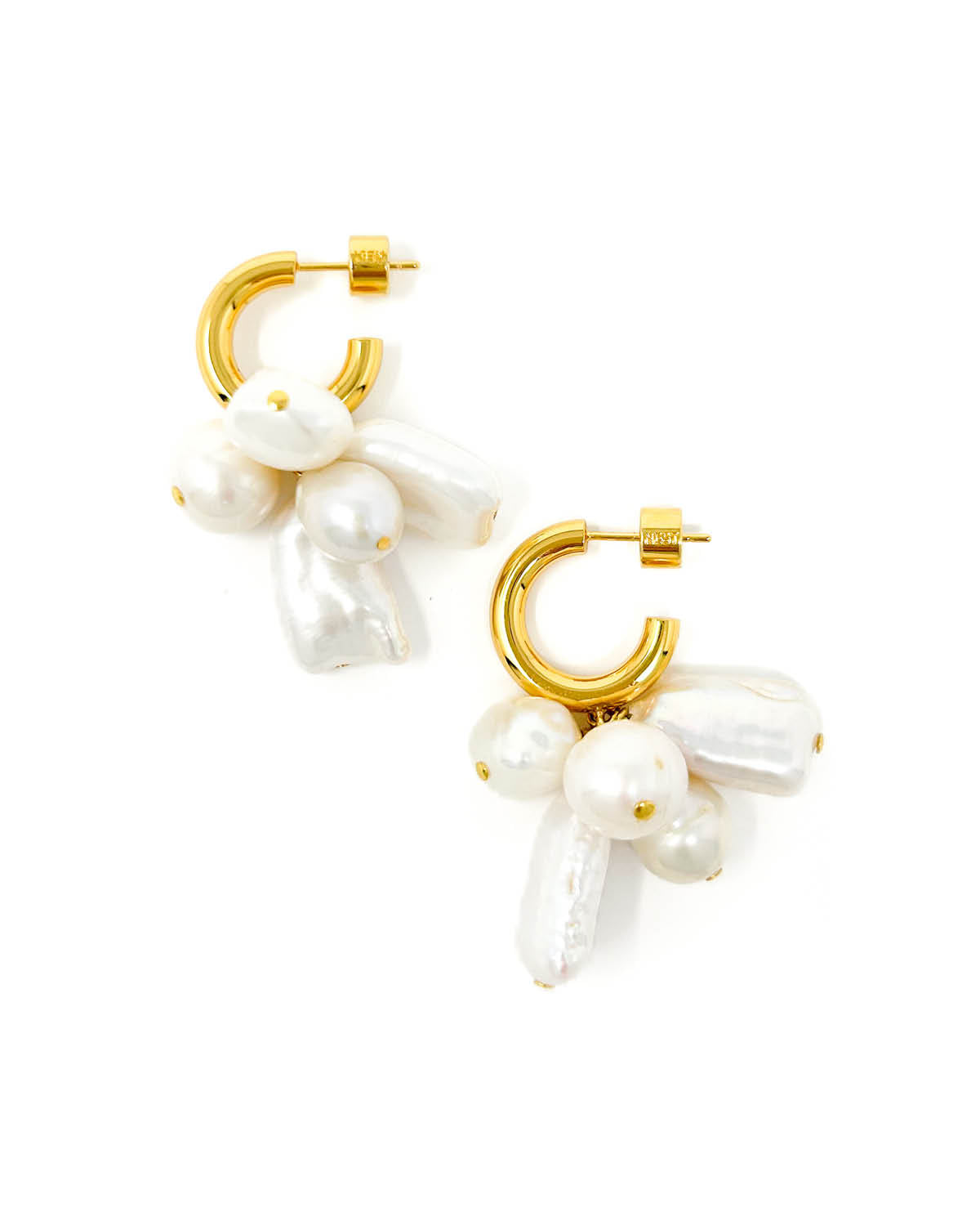 Baroque Pearl Cluster Hoop Earrings