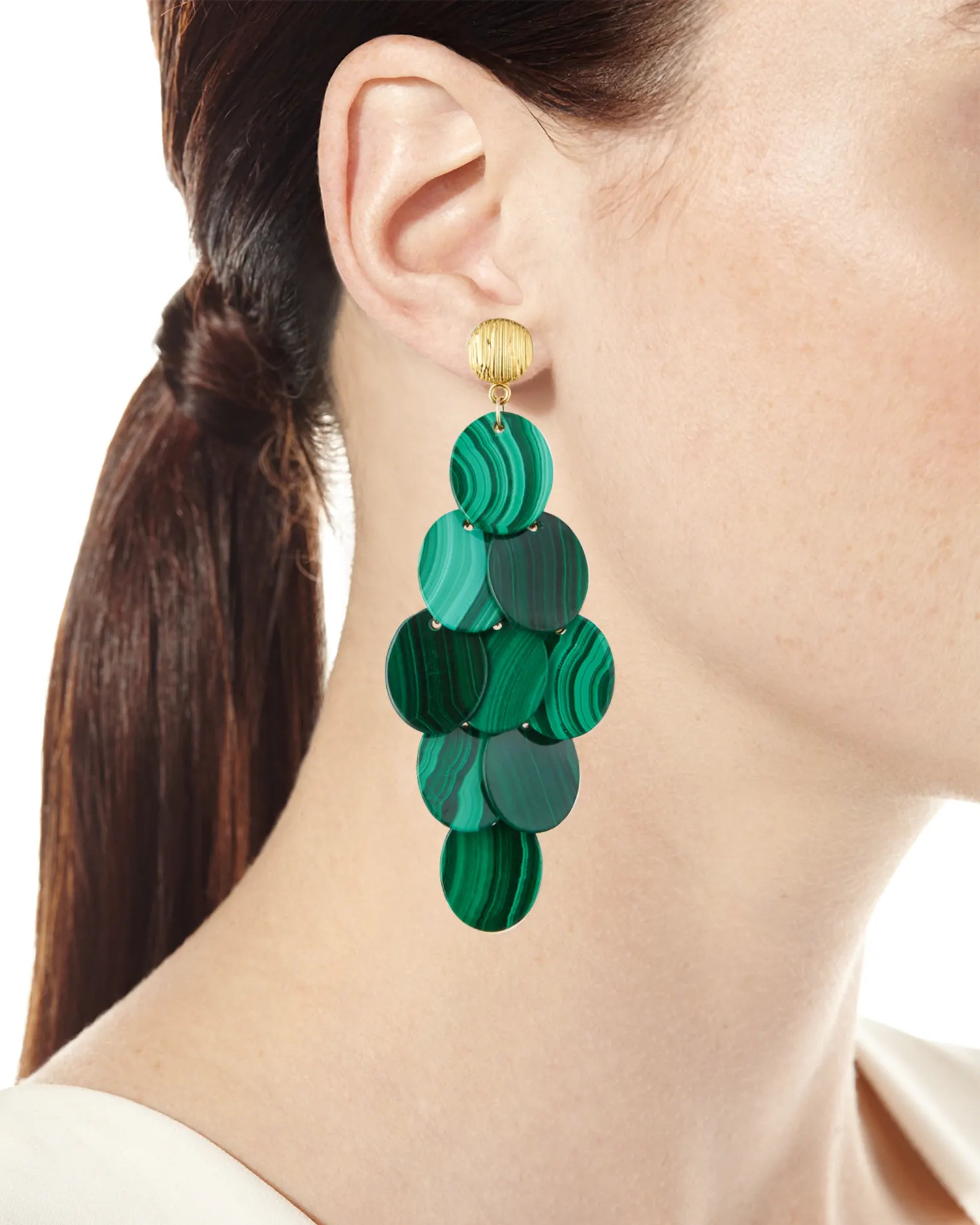 Malachite Cluster Statement Earrings