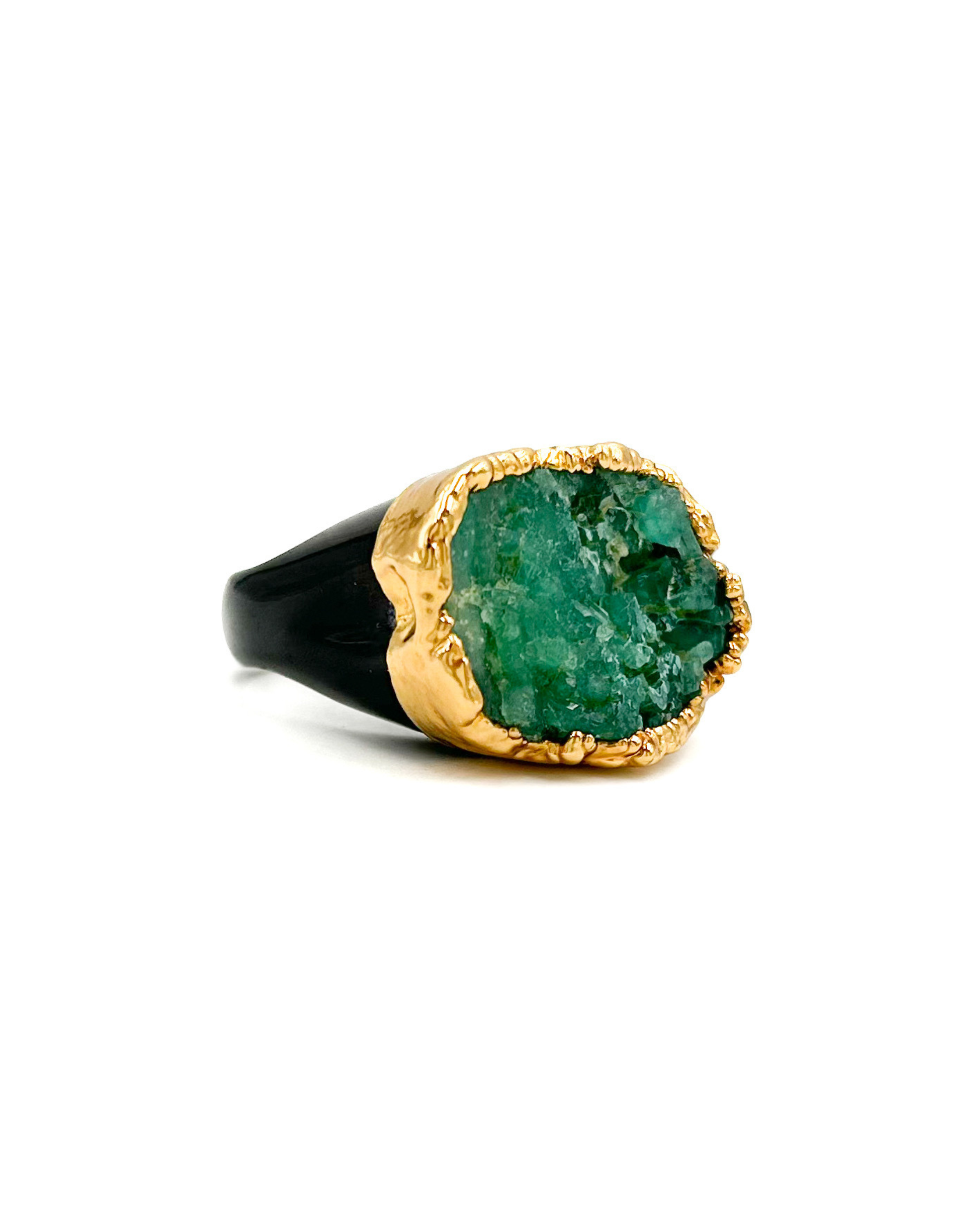 Emerald Gold Trimmed Ring