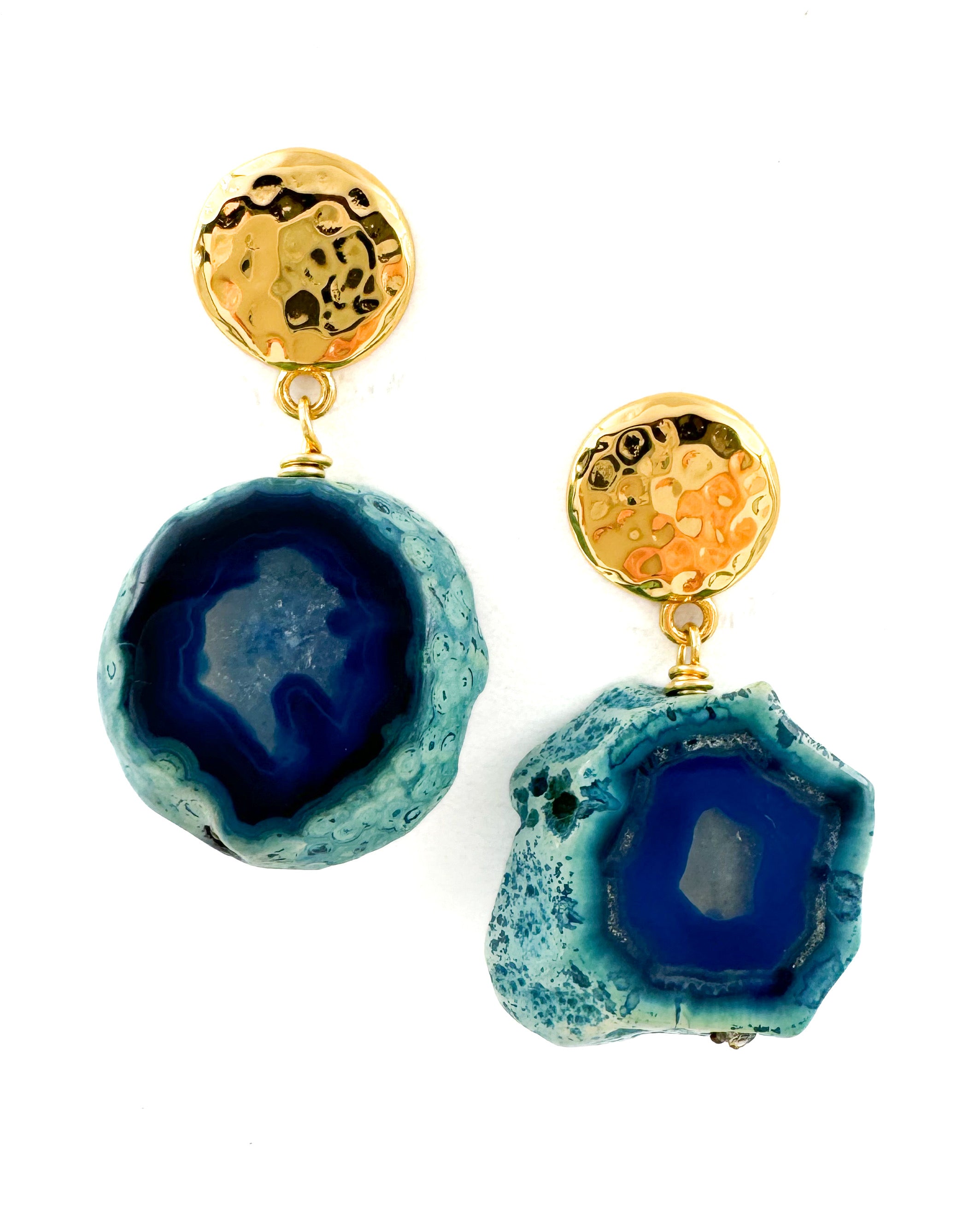 Blue Agate Small Slice Earrings