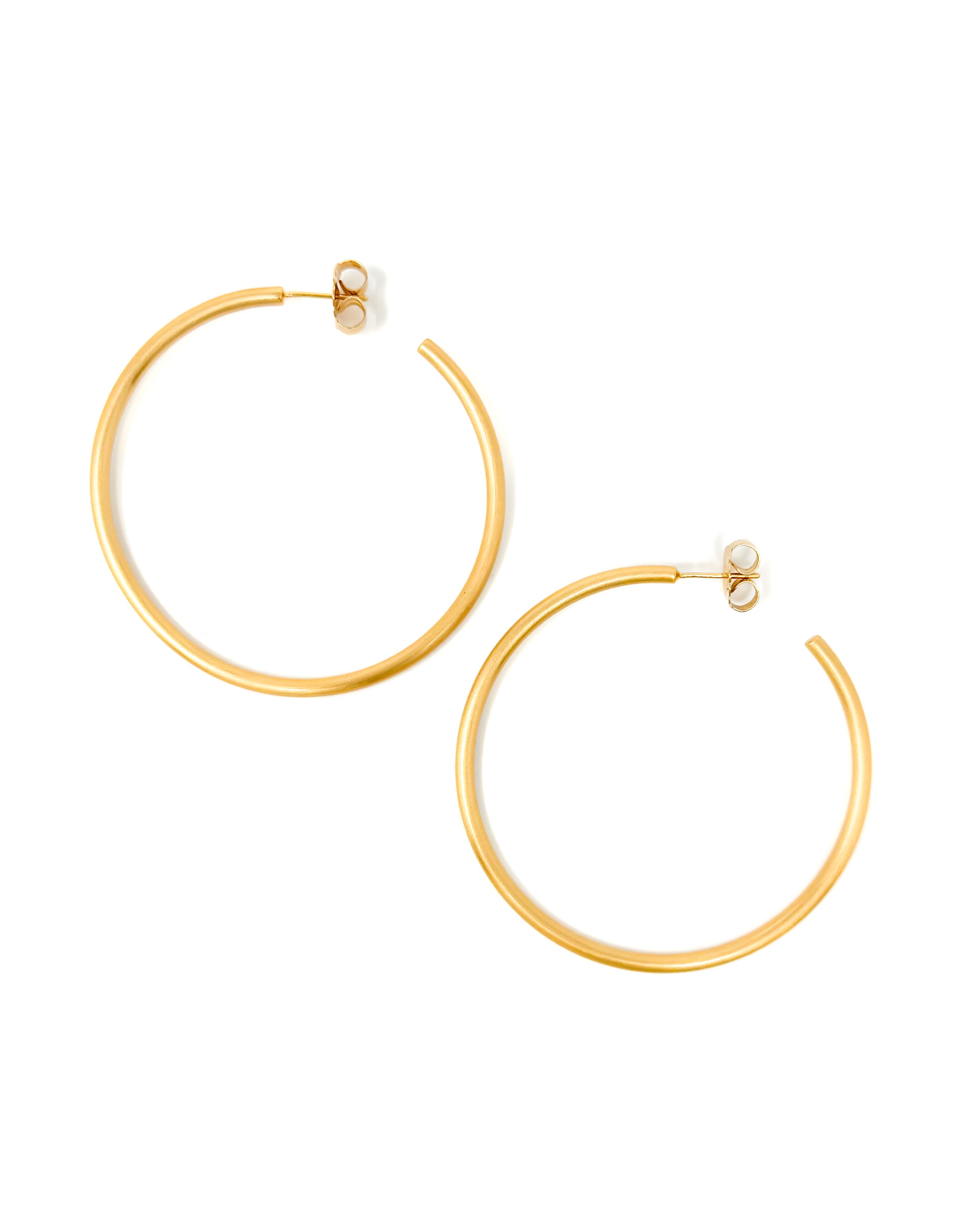 Brushed Gold Skinny Hoops