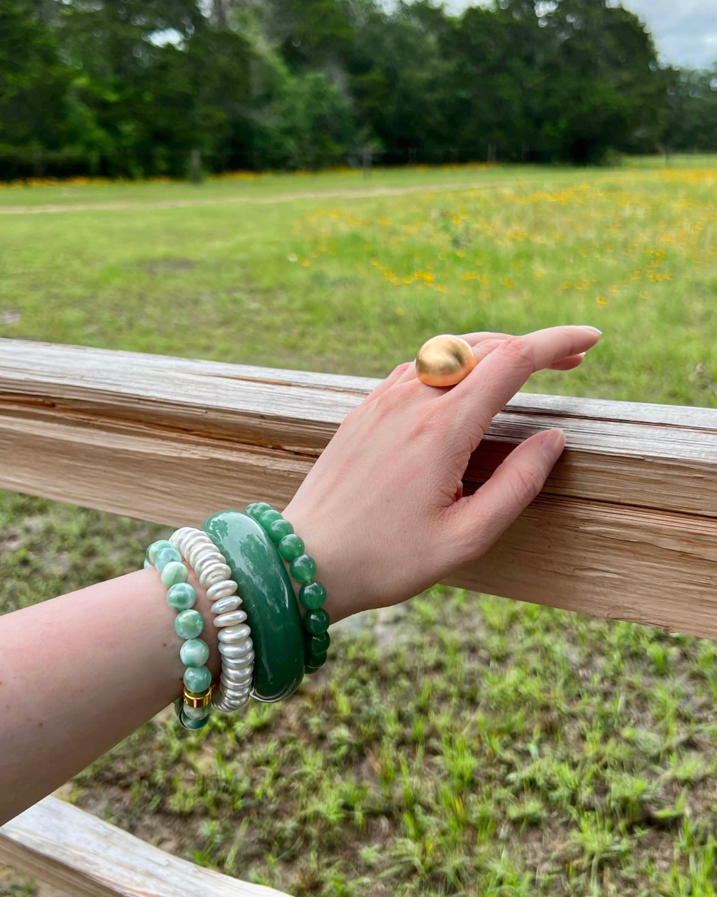 Green Moonstone Stretch Bracelet