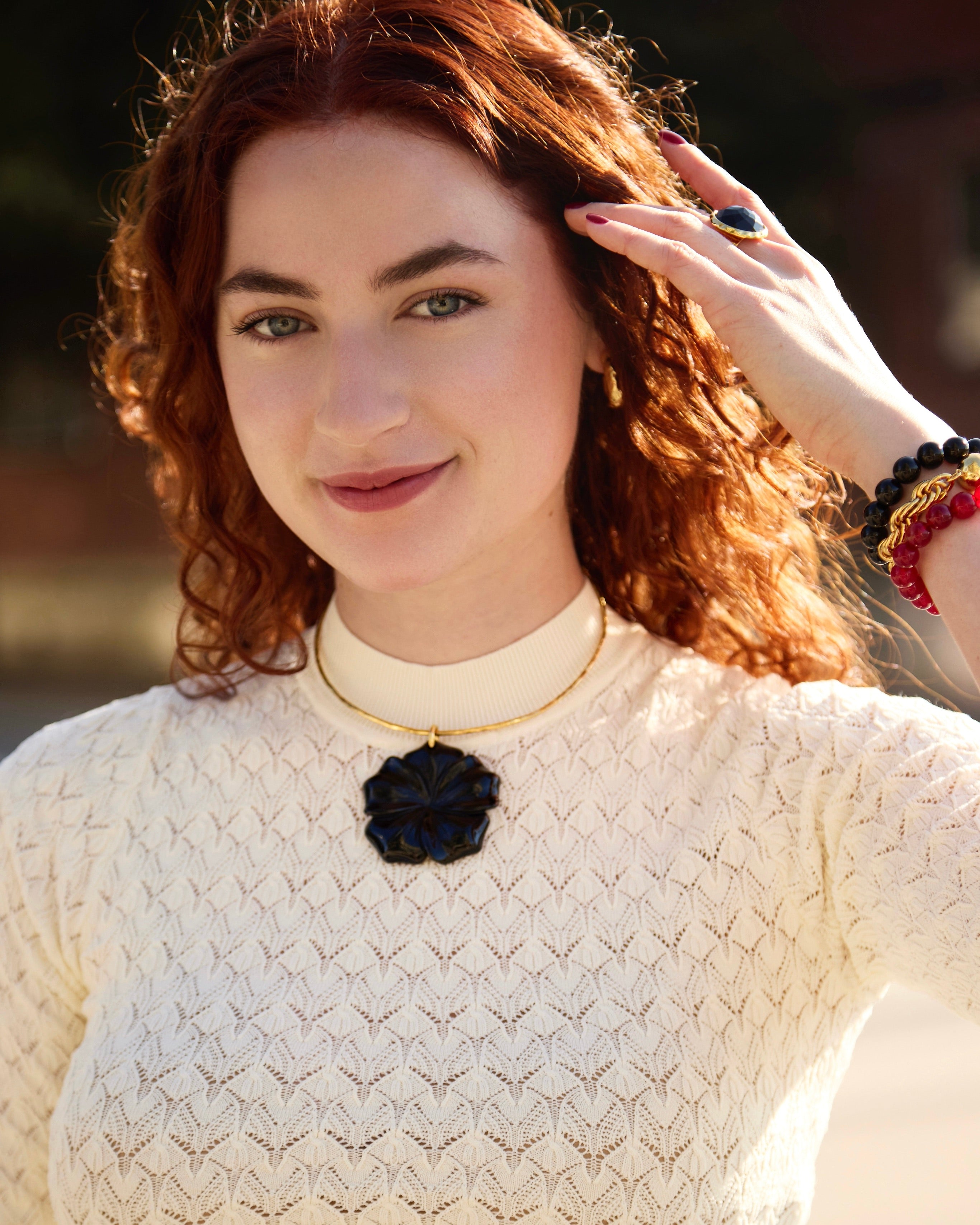 Black Onyx Flower Collar