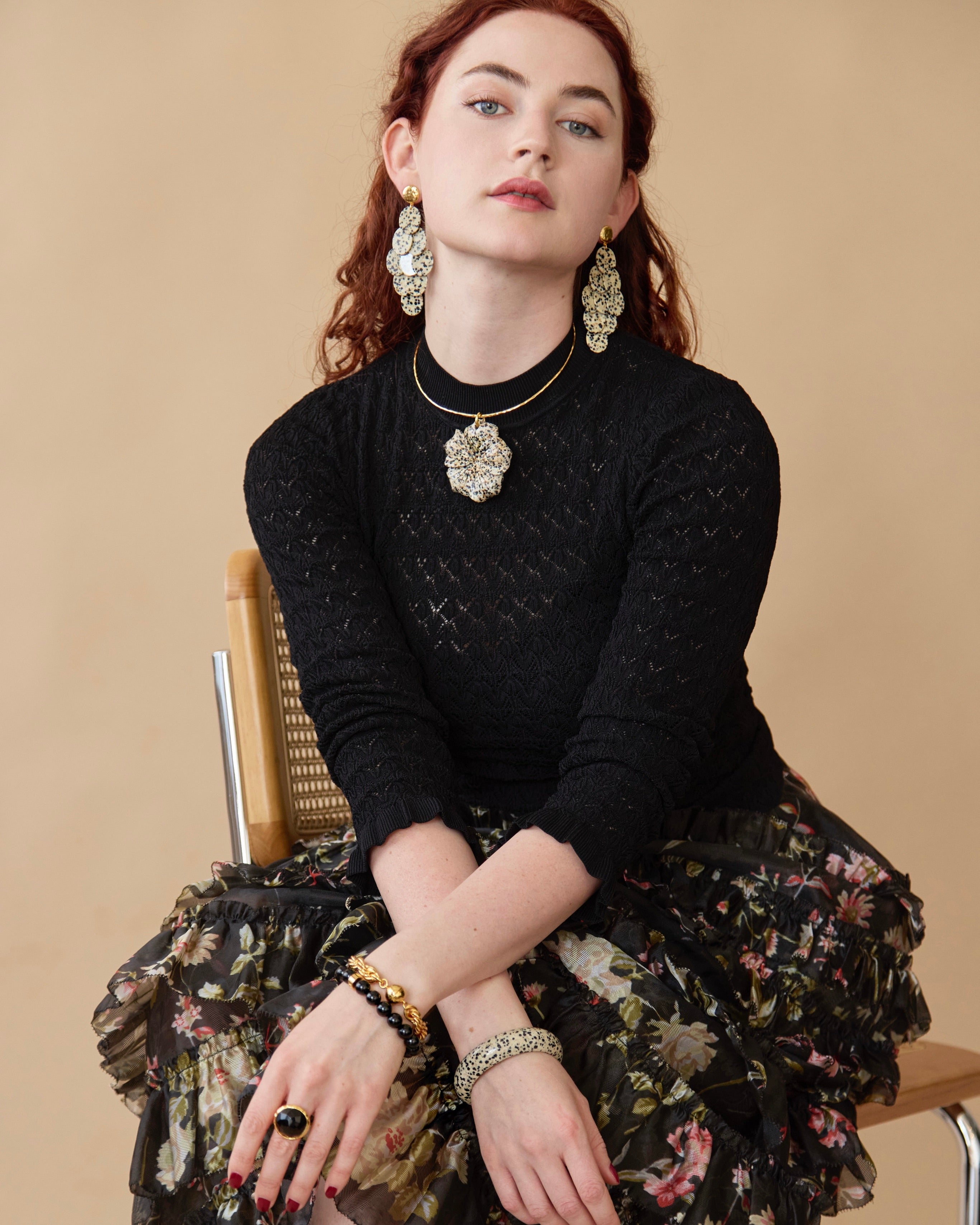 Dalmatian Jasper Flower Collar