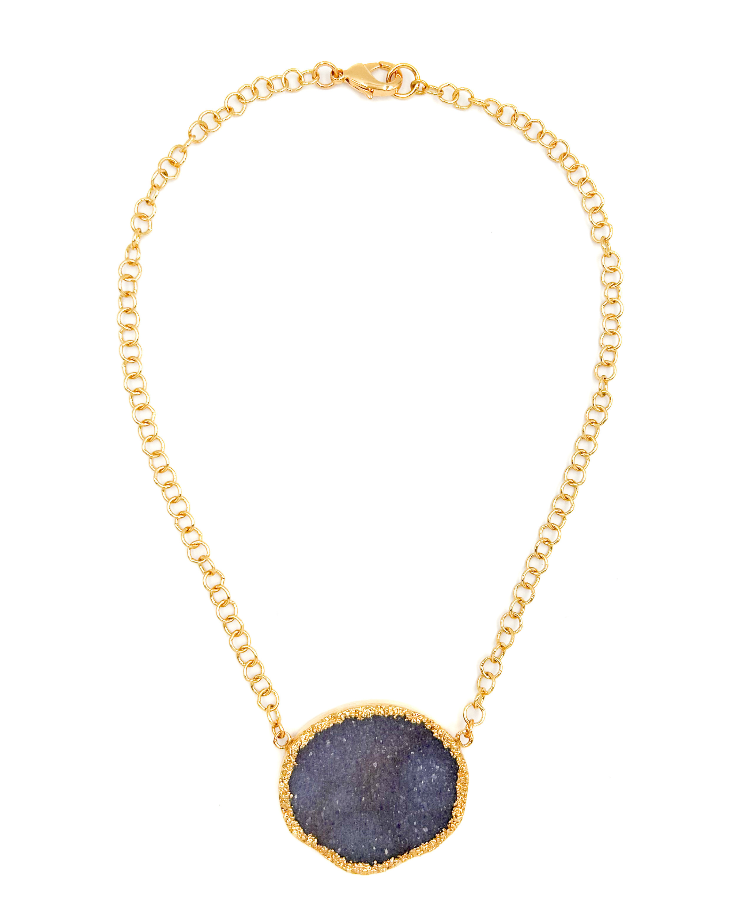 Gold Trimmed Druzy Necklace