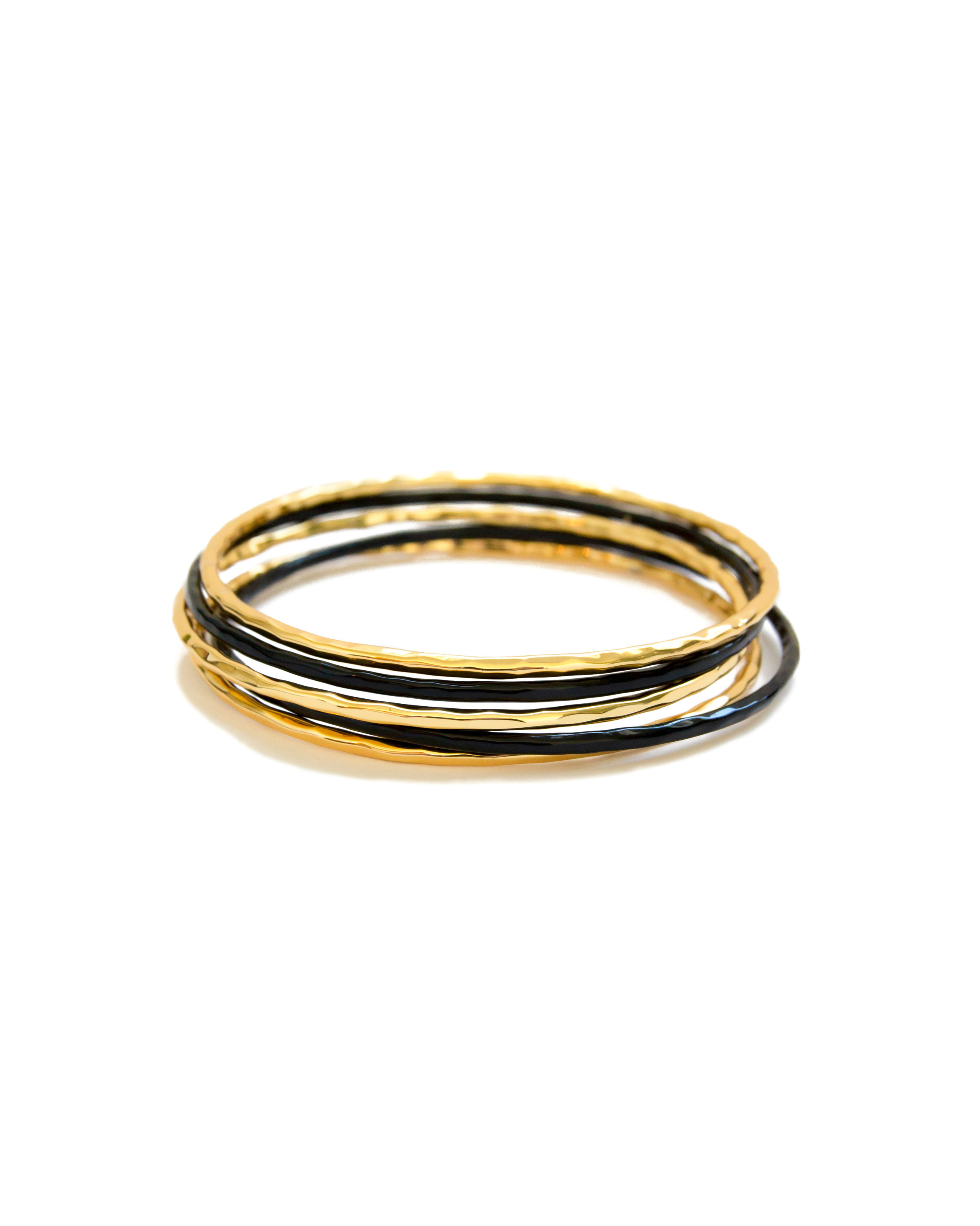 Gold & Black Skinny Bangle Set