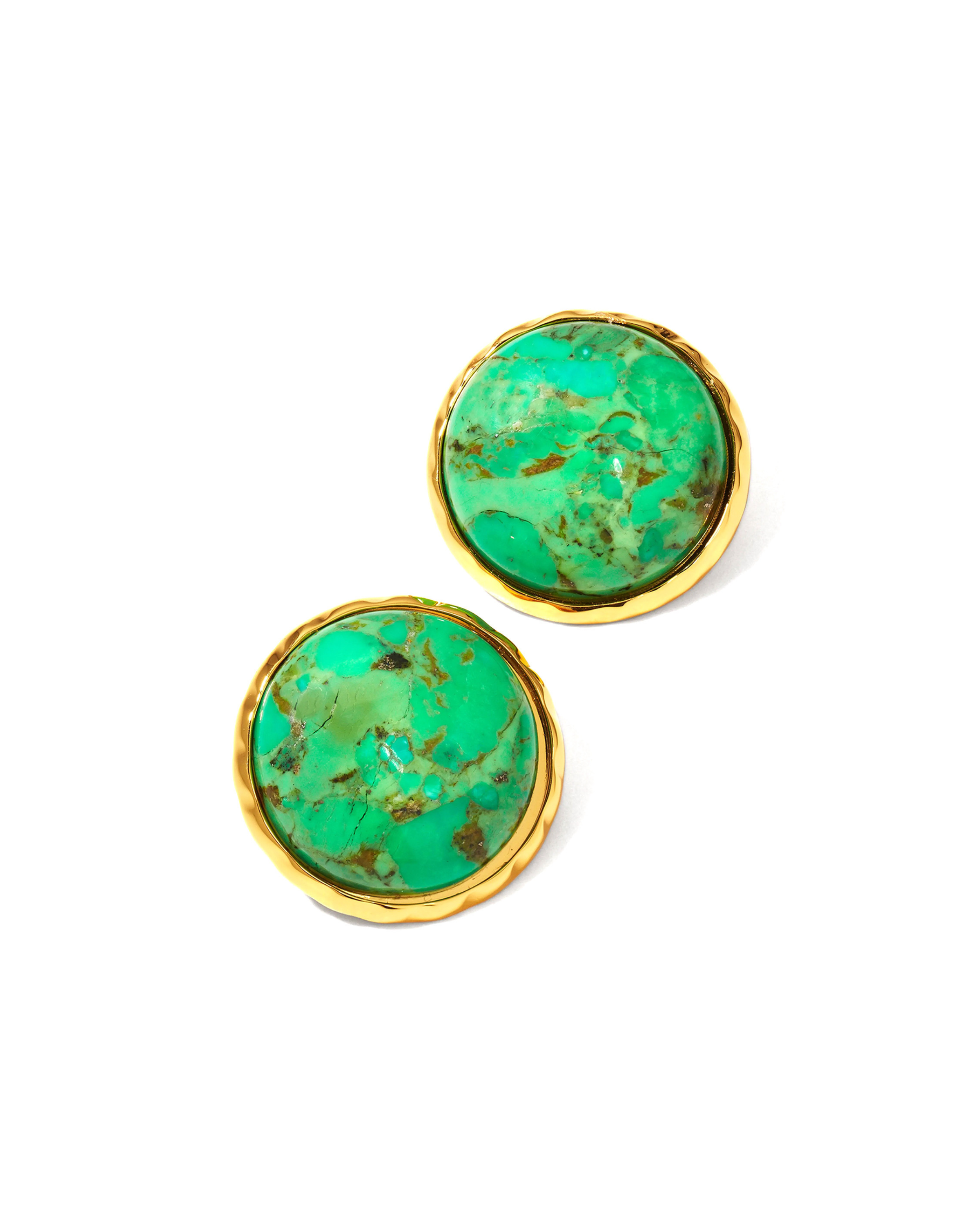 Green Turquoise Bezel Clip Back Earrings