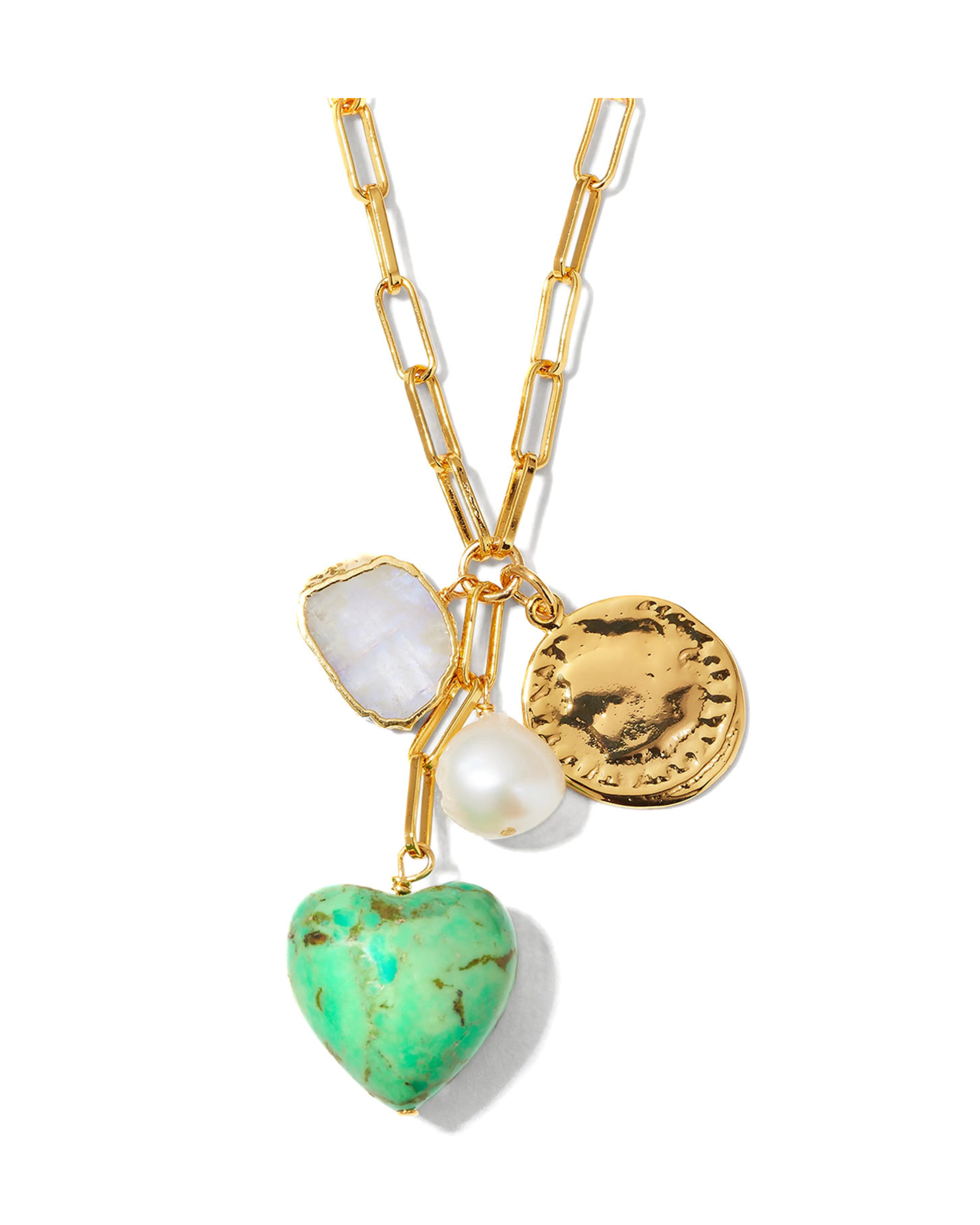 Green Turquoise Heart Charm Necklace