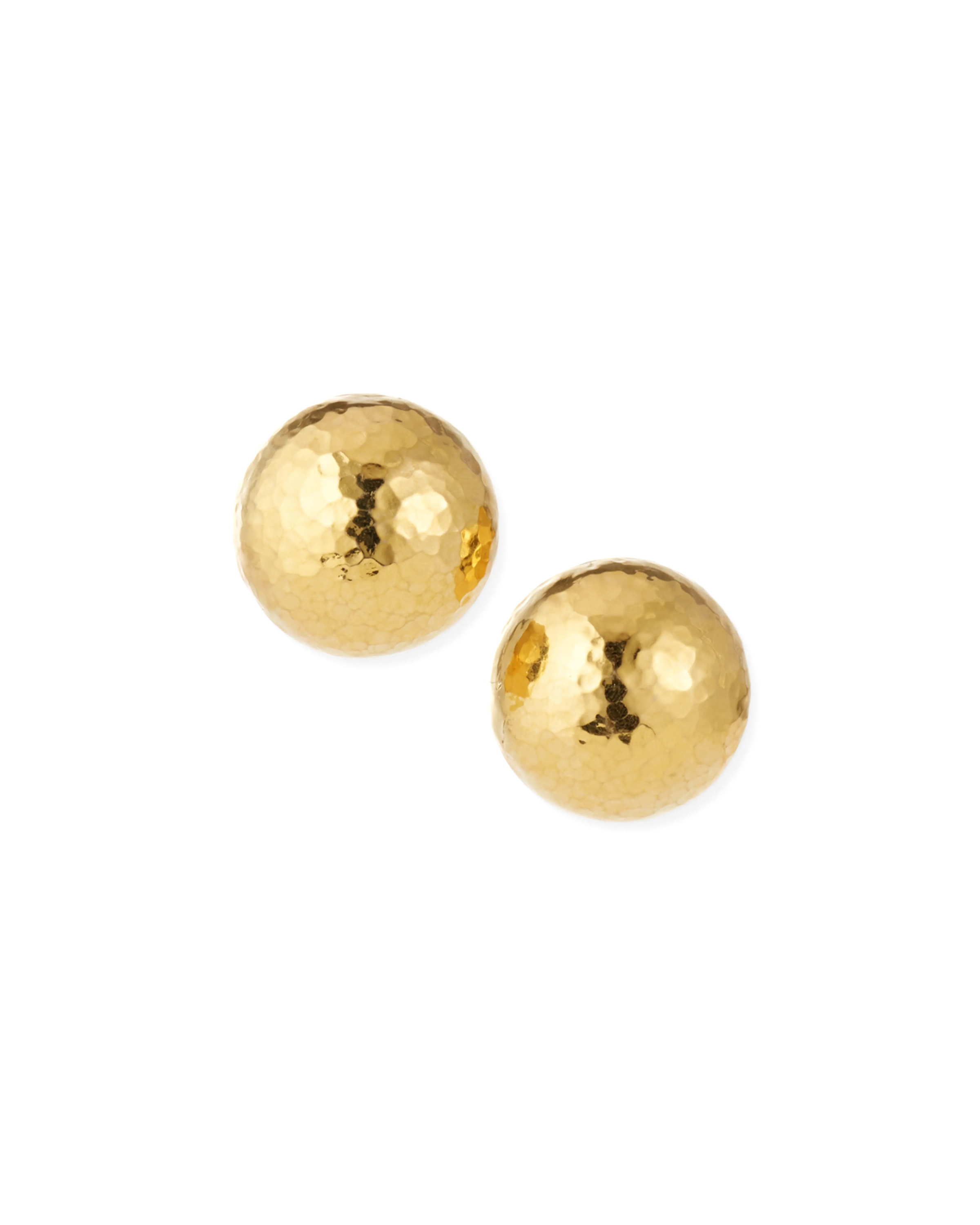 Hammered Gold Dome Clip Earrings