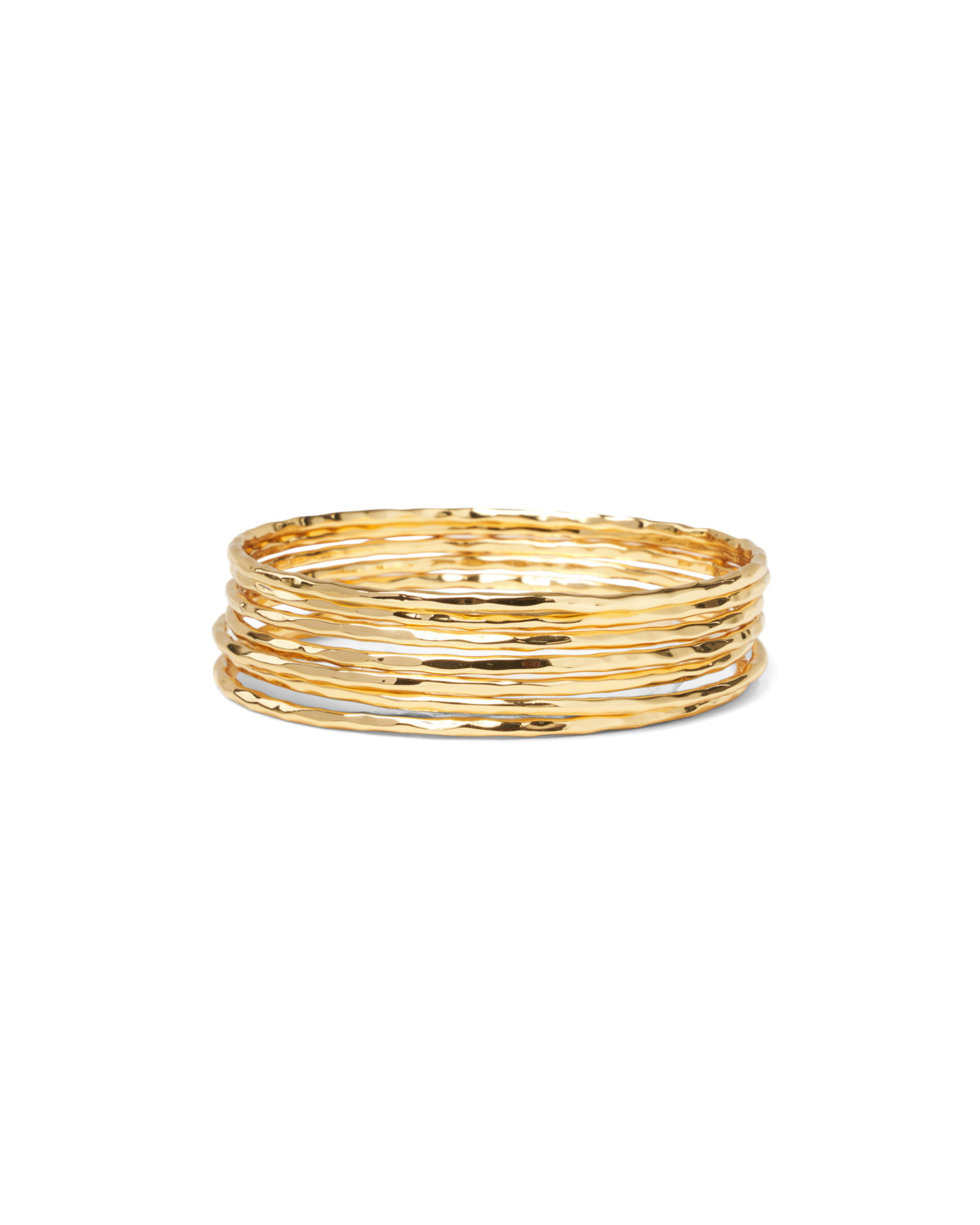 Hammered Gold Skinny Bangle Set