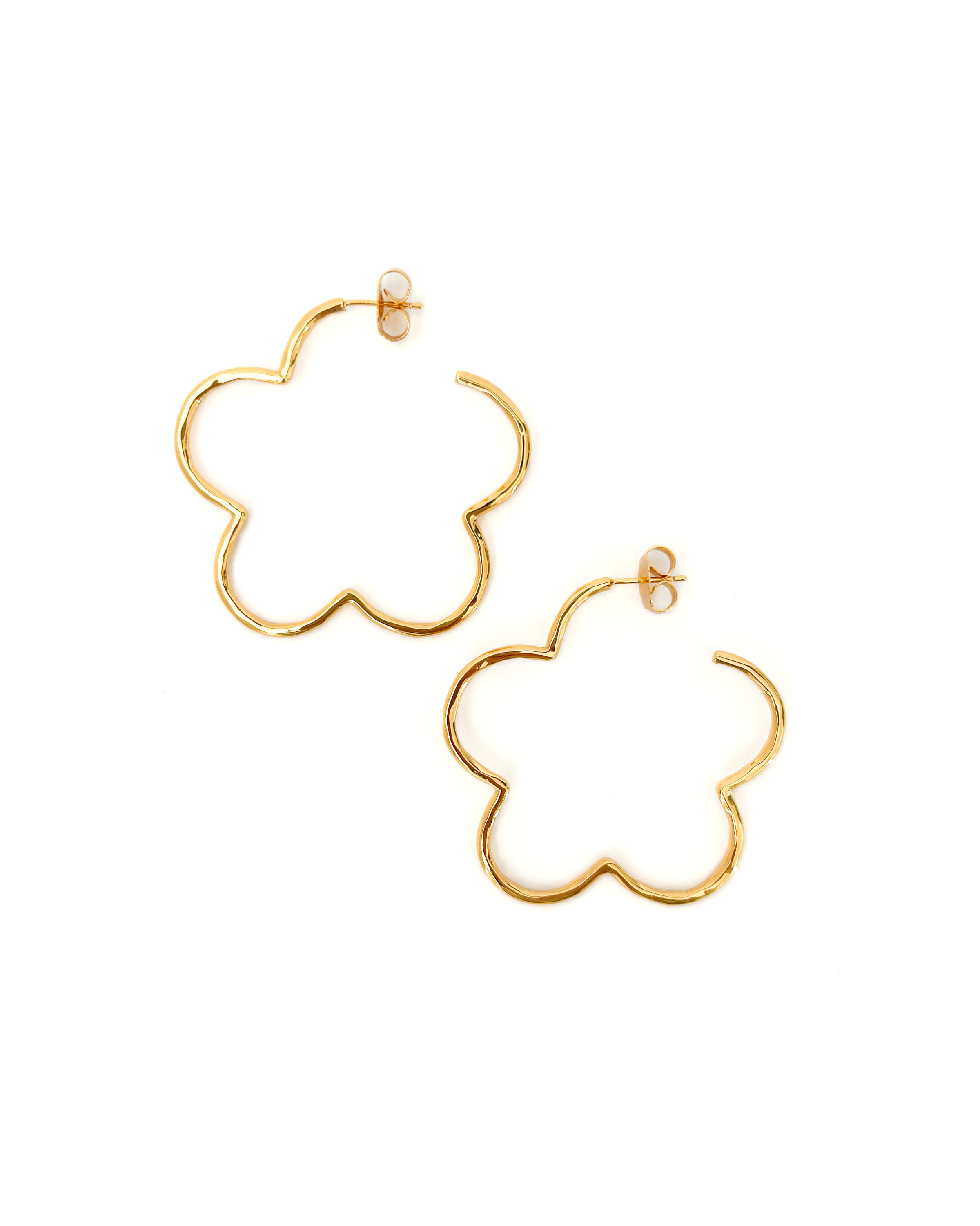 Hammered Skinny Flower Hoops