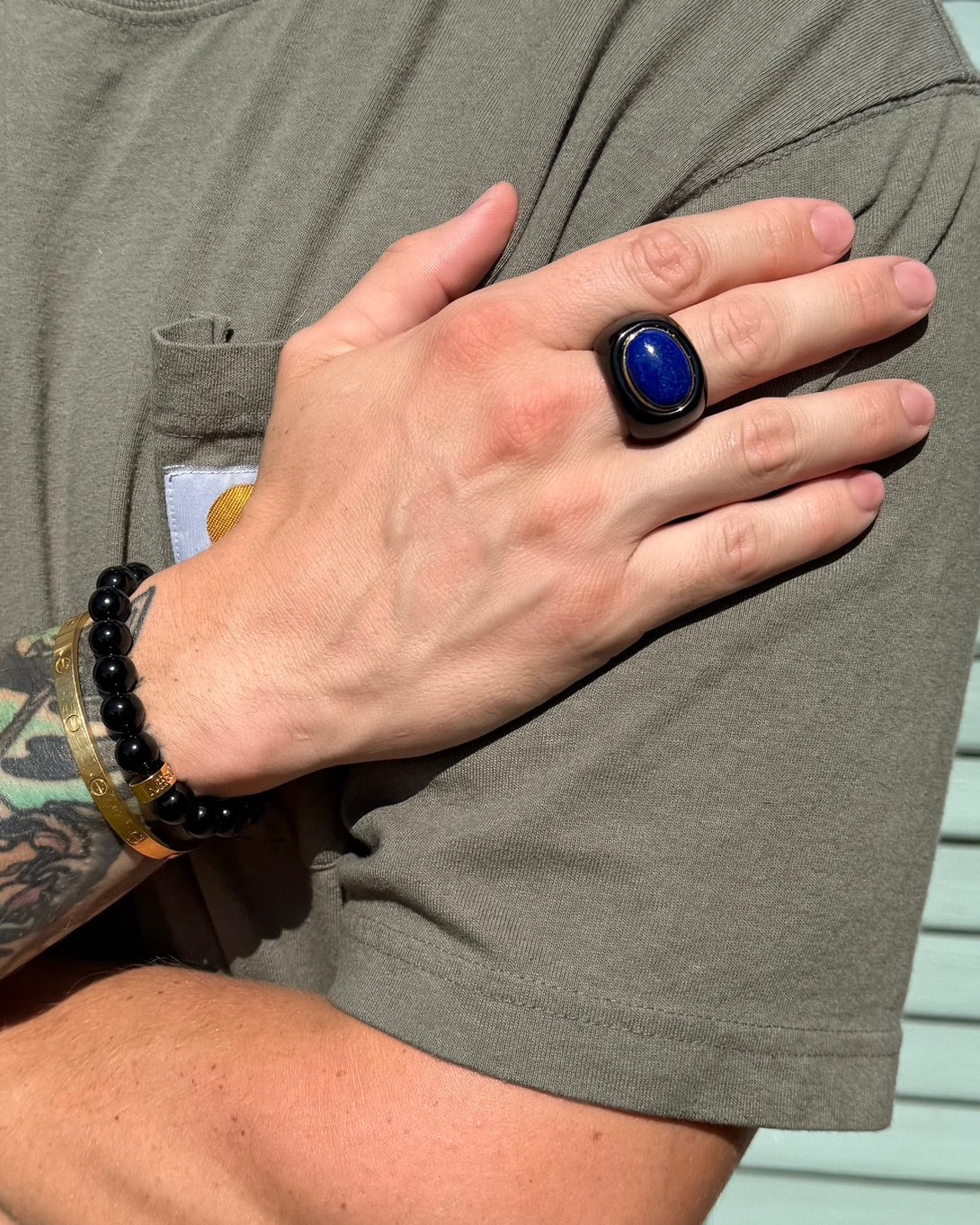 Lapis & Black Onyx Ring