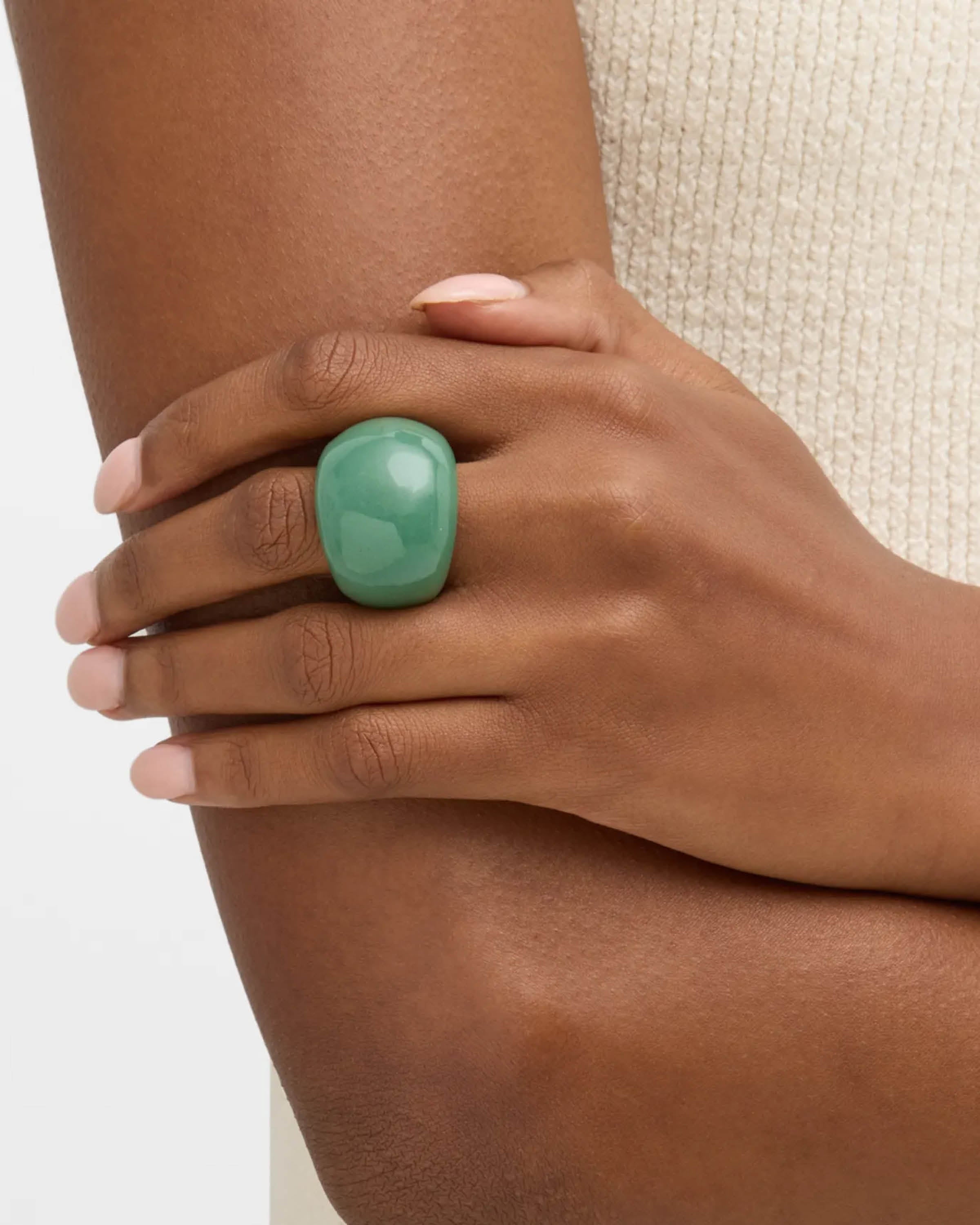 Jade Aventurine Stone Statement Ring