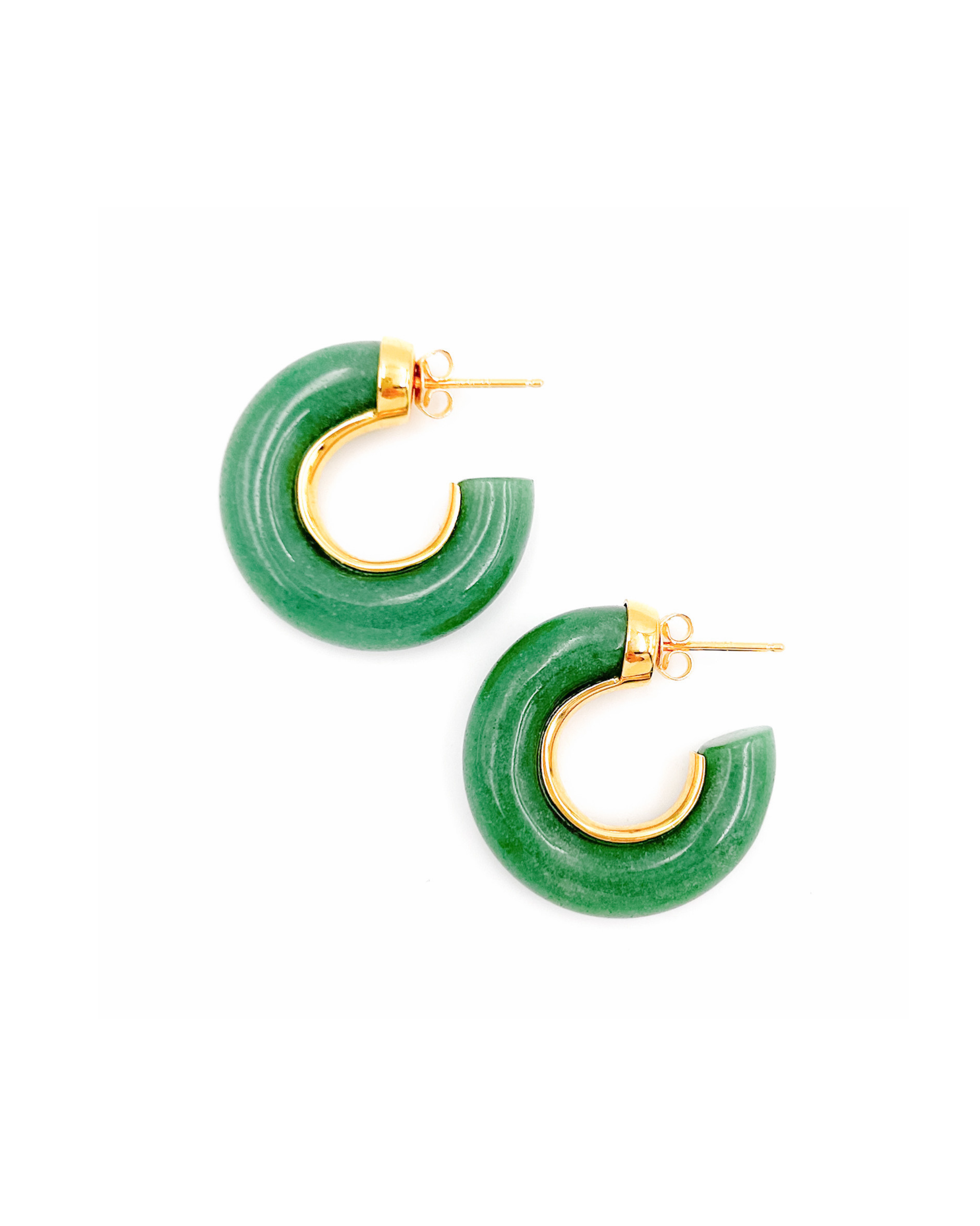 Jade Aventurine Chunky Hoop Earrings