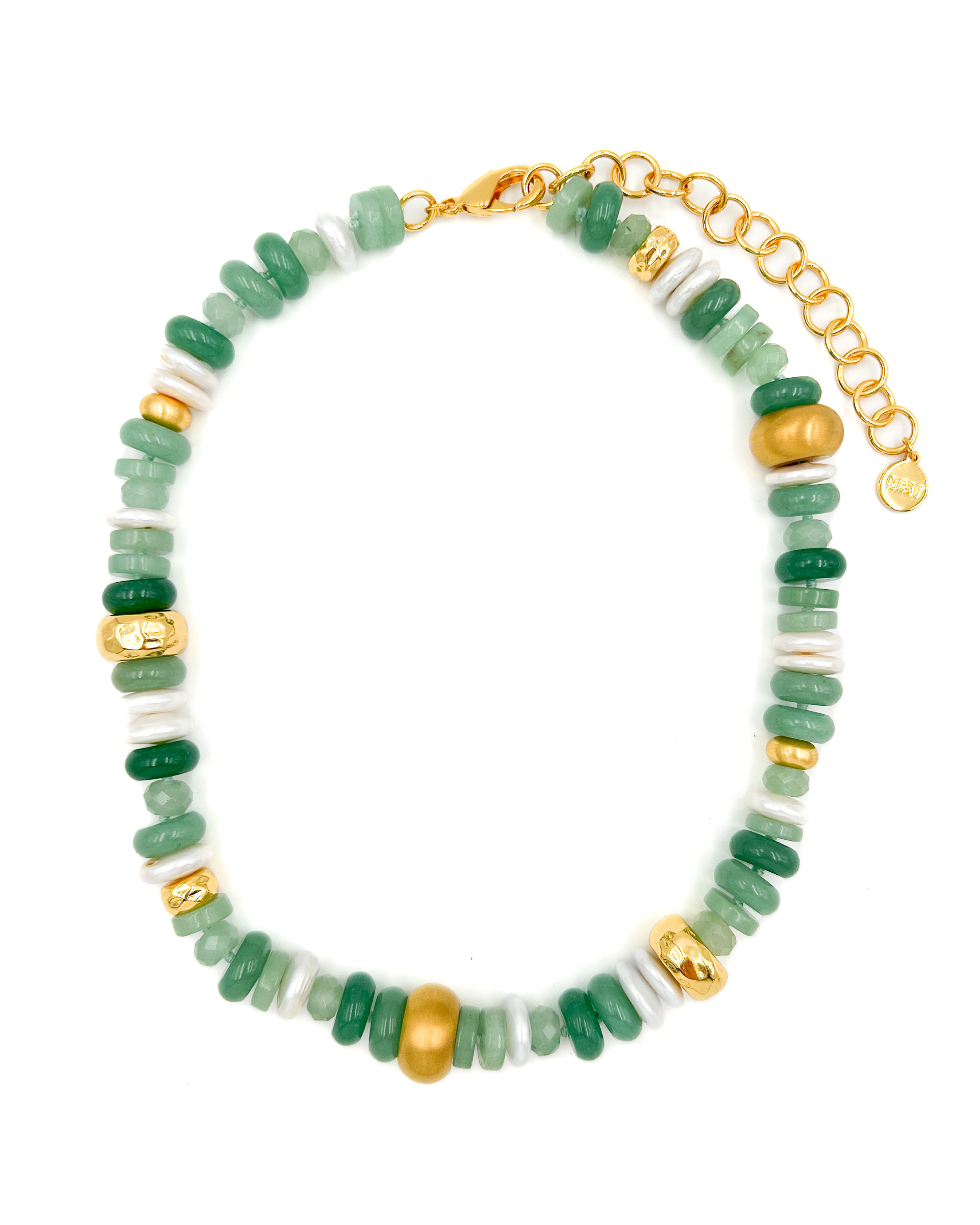 Jade Aventurine & Pearl Strand Necklace