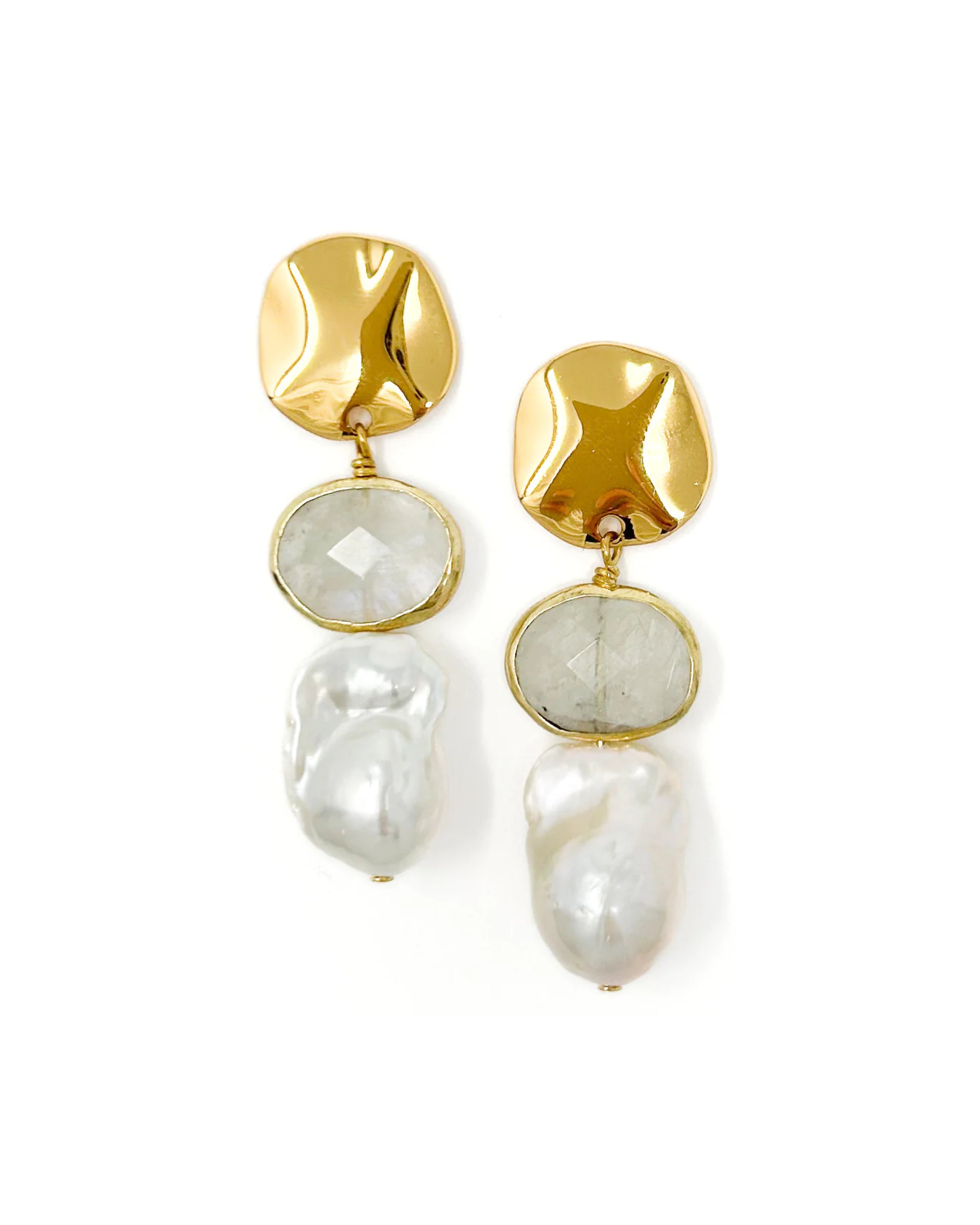 Baroque Pearl & Moonstone Drop Earrings