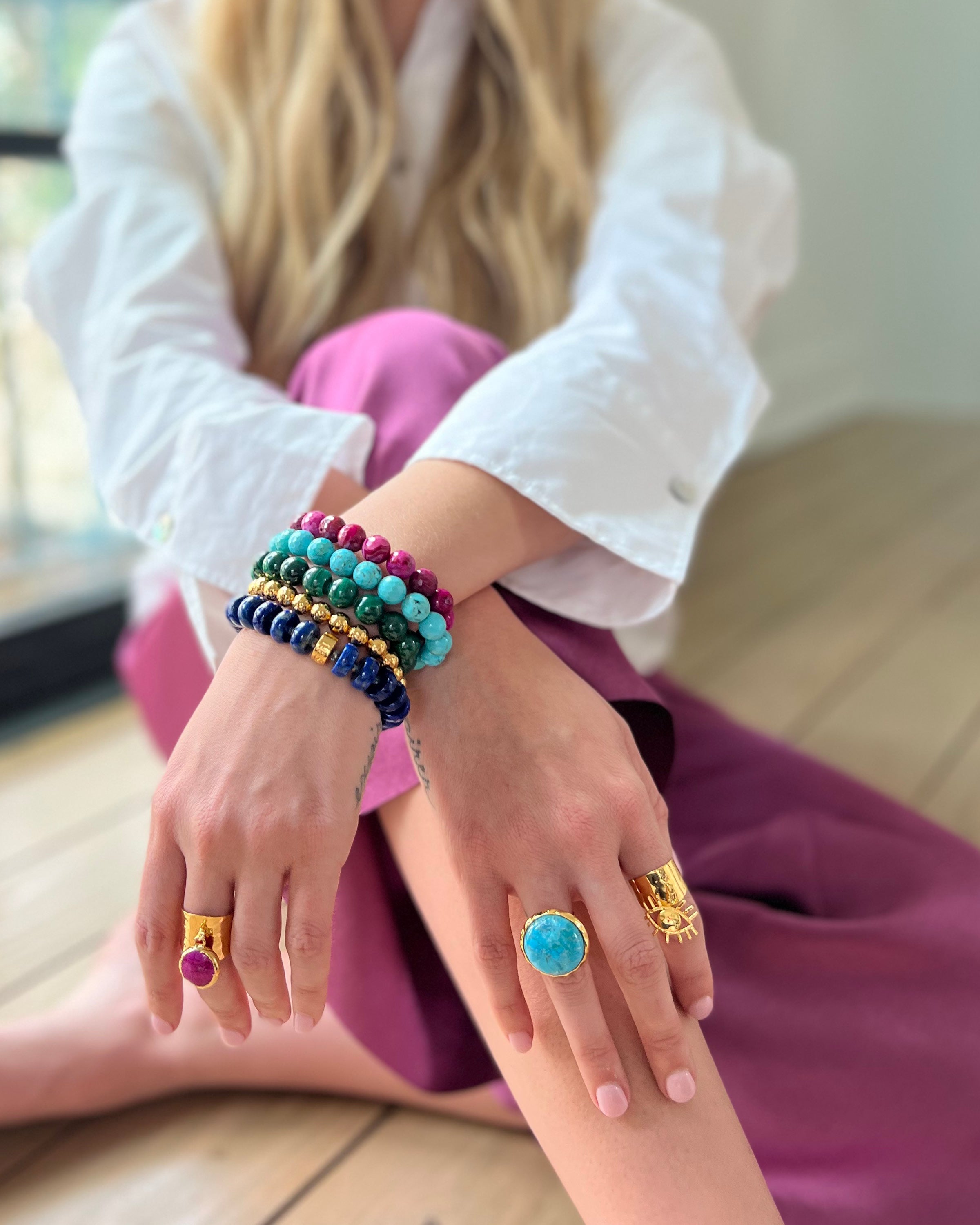 Magenta Agate Stretch Bracelet