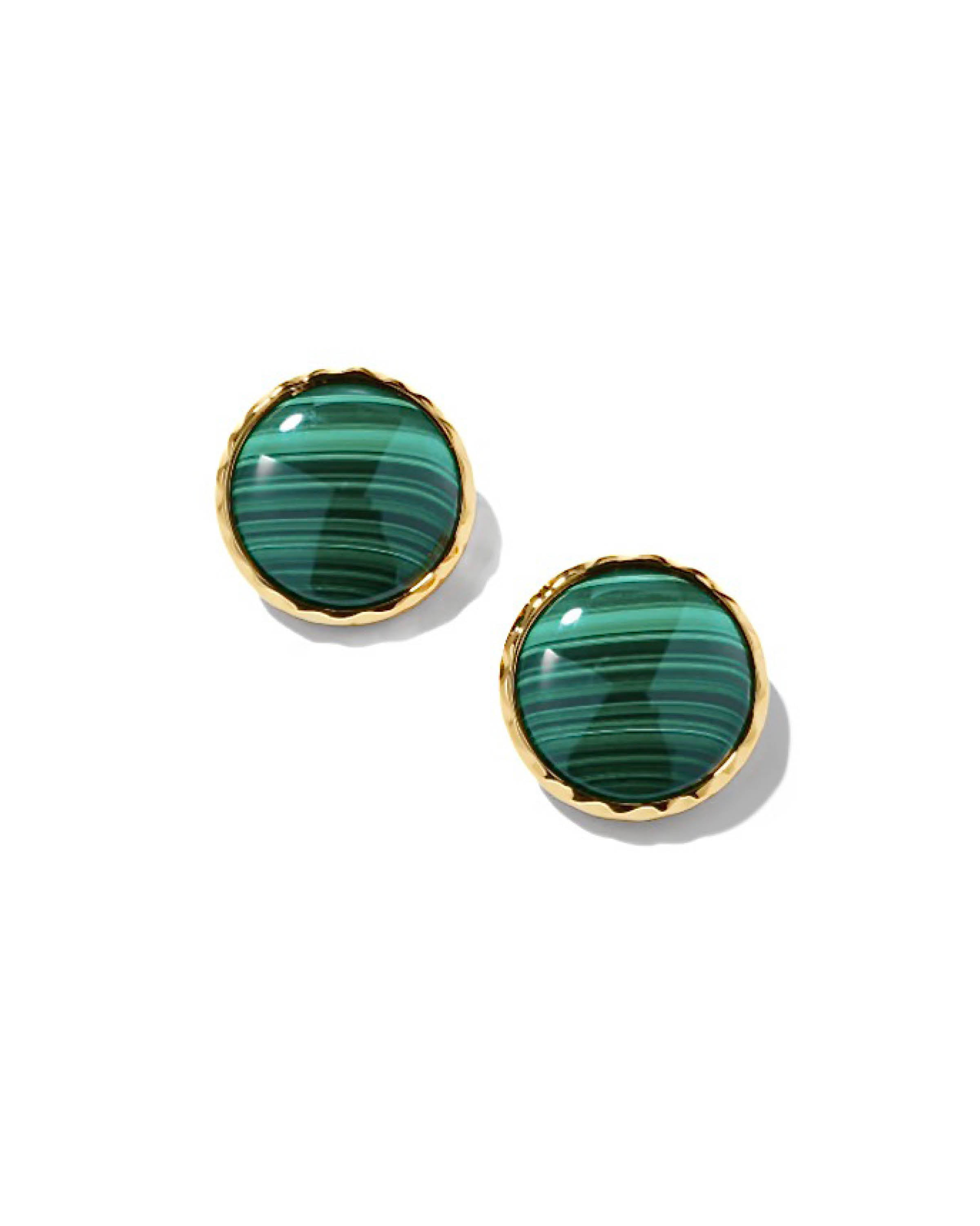 Malachite Bezel Clip Earrings