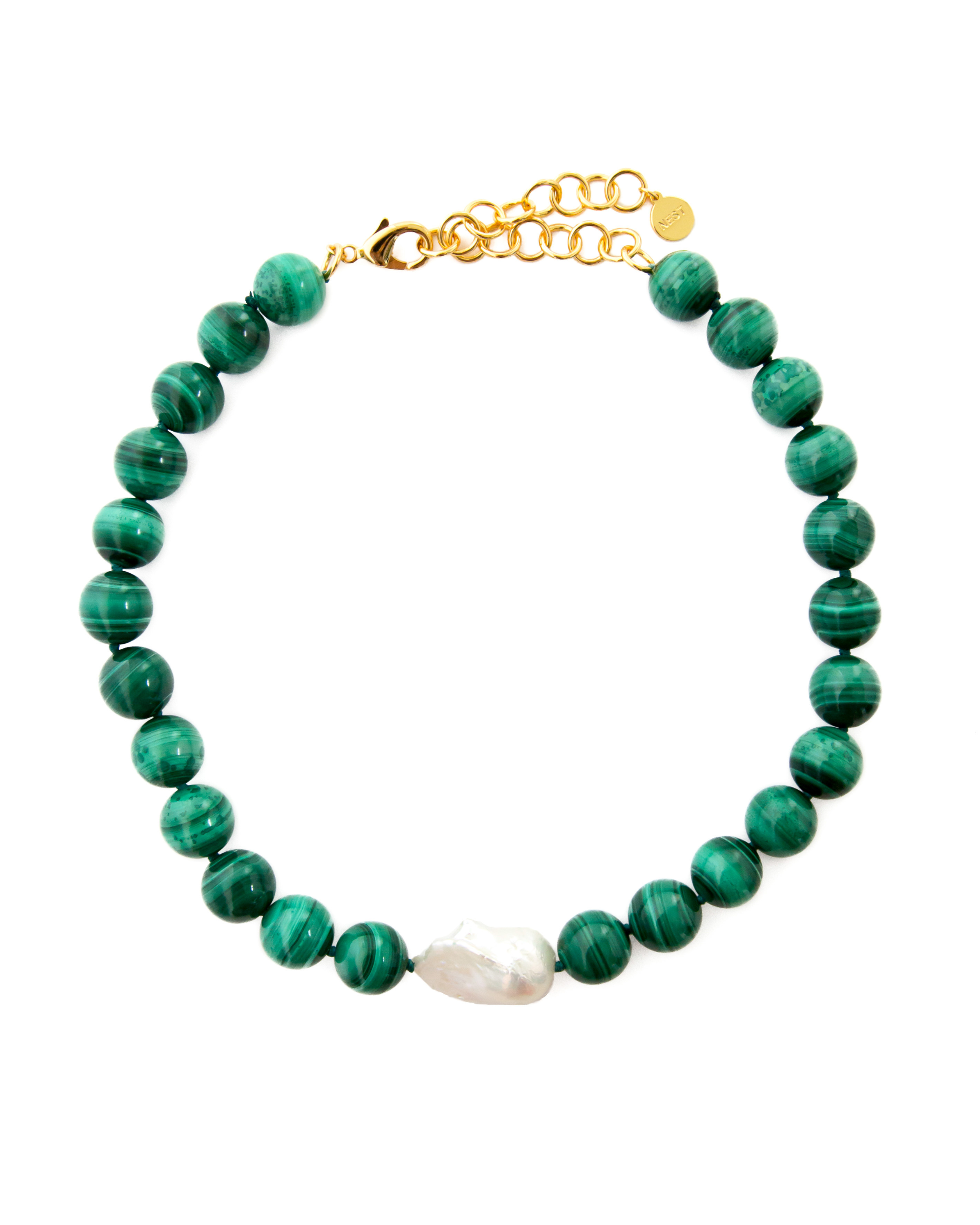 Malachite & Baroque Pearl Strand Necklace