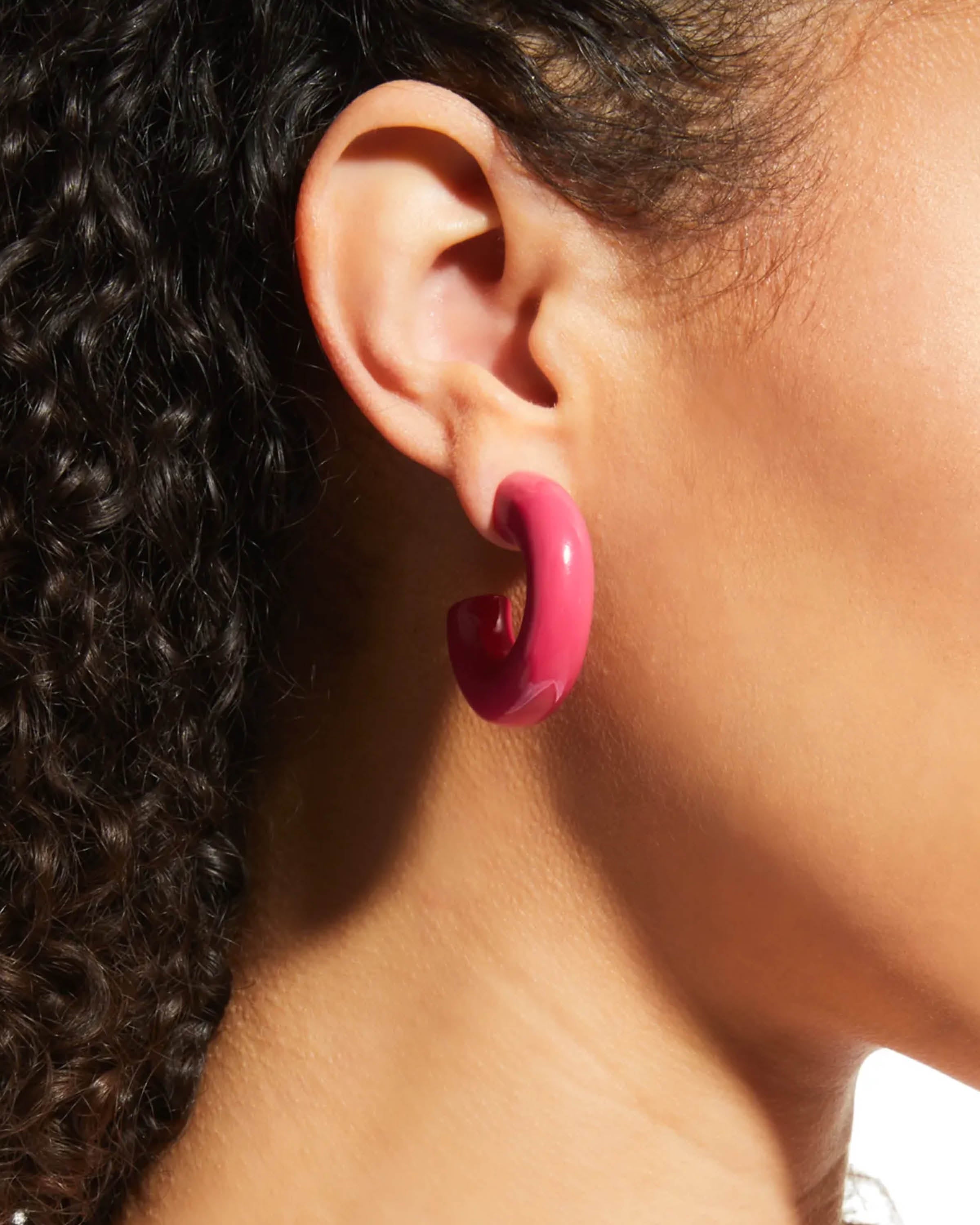 Pink Enamel Chunky Hoops